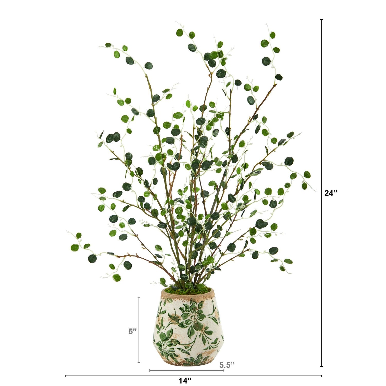 24” Night Willow Artificial Plant in Floral Planter