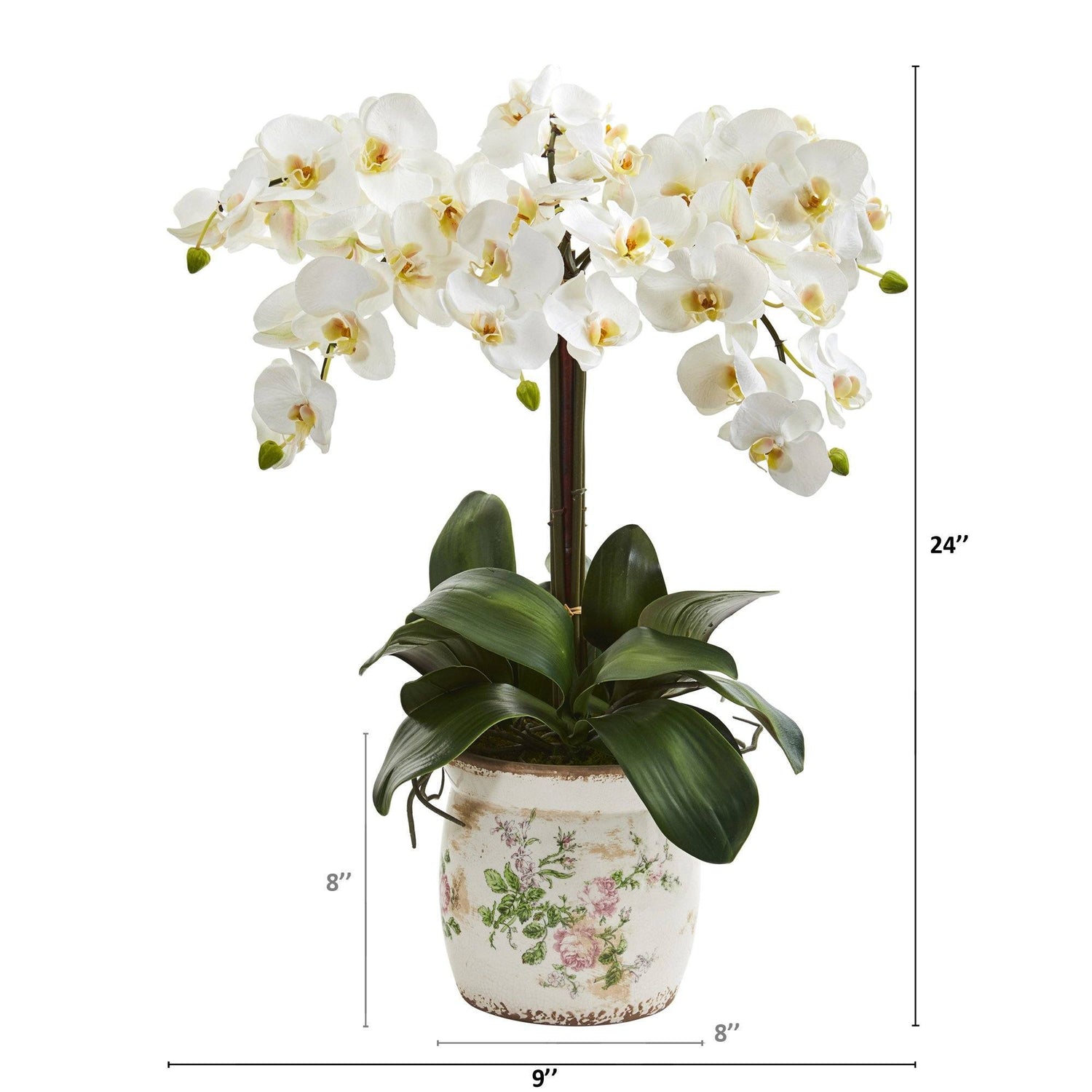 24” Phalaenopsis Orchid Artificial Arrangement in Floral Vase