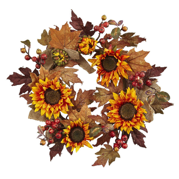 24” Sunflower & Berry Wreath