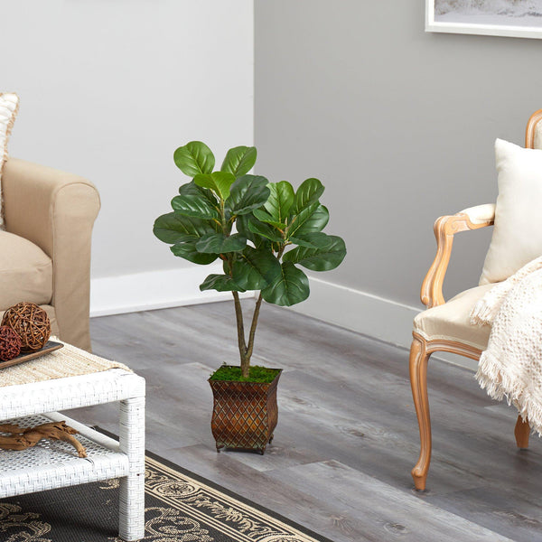 2.5’ Fiddle Leaf Fig Artificial Tree in Decorative Planter