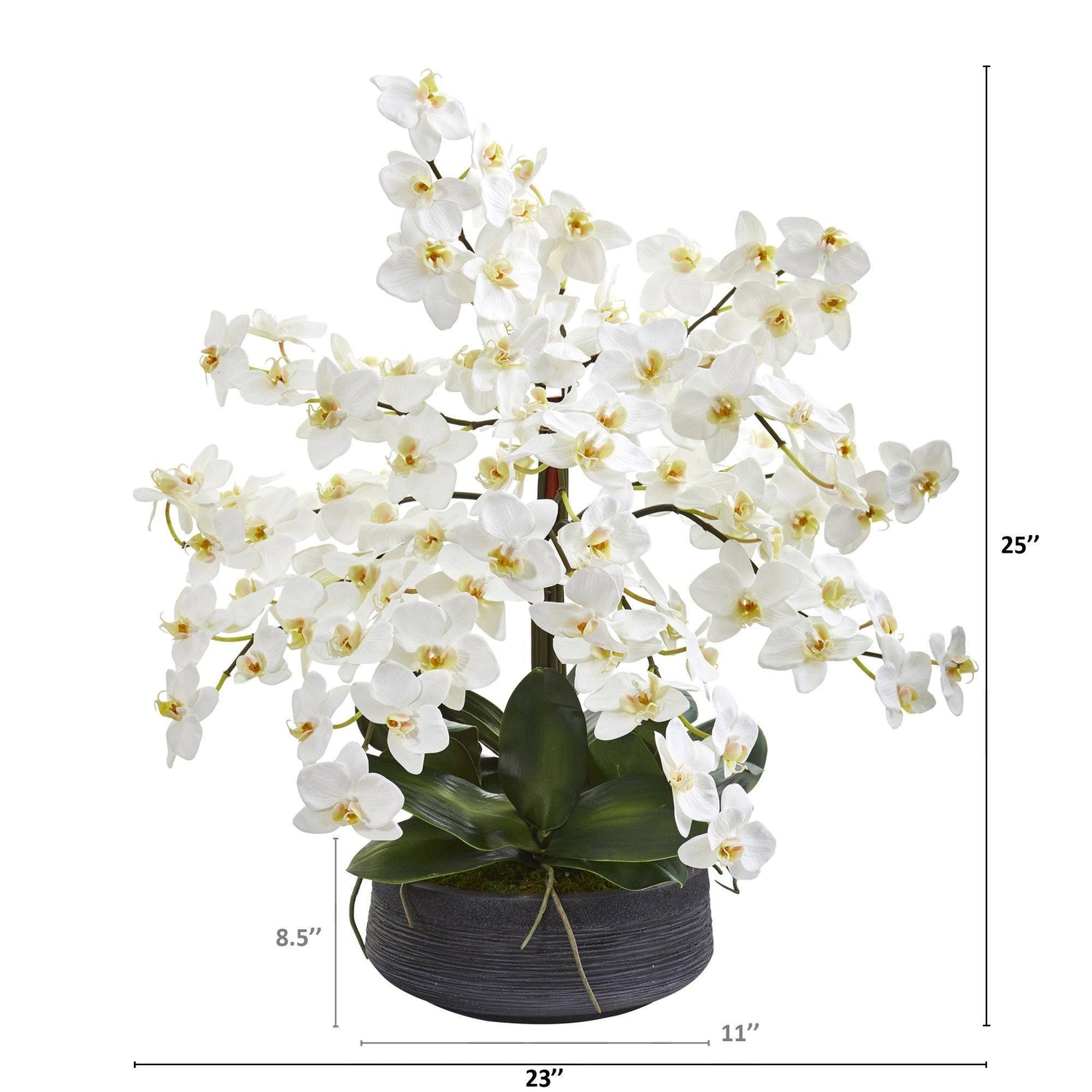 25” Phalaenopsis Orchid Artificial Arrangement in Decorative Bowl