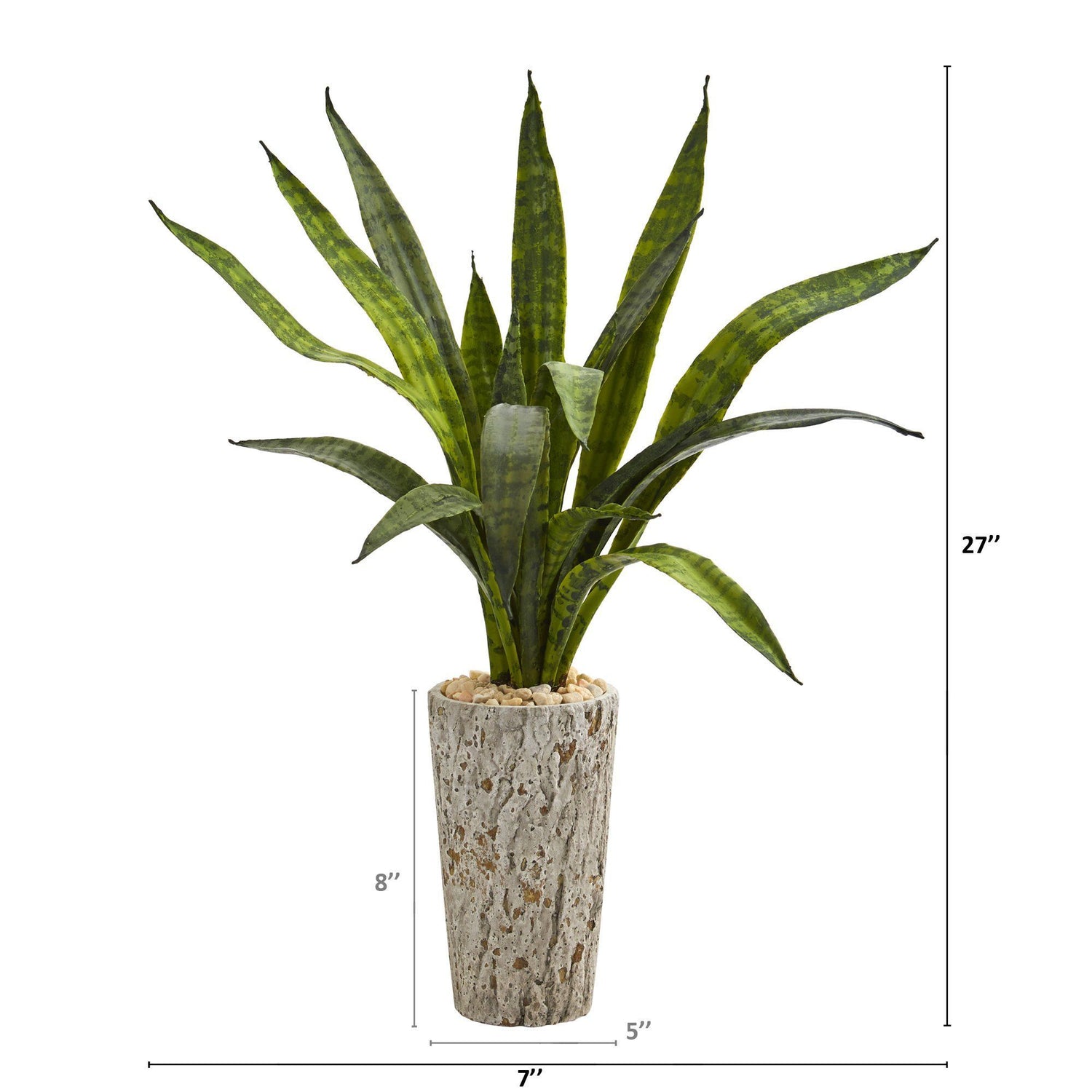 27” Sansevieria Artificial Plant in Weathered Oak Planter