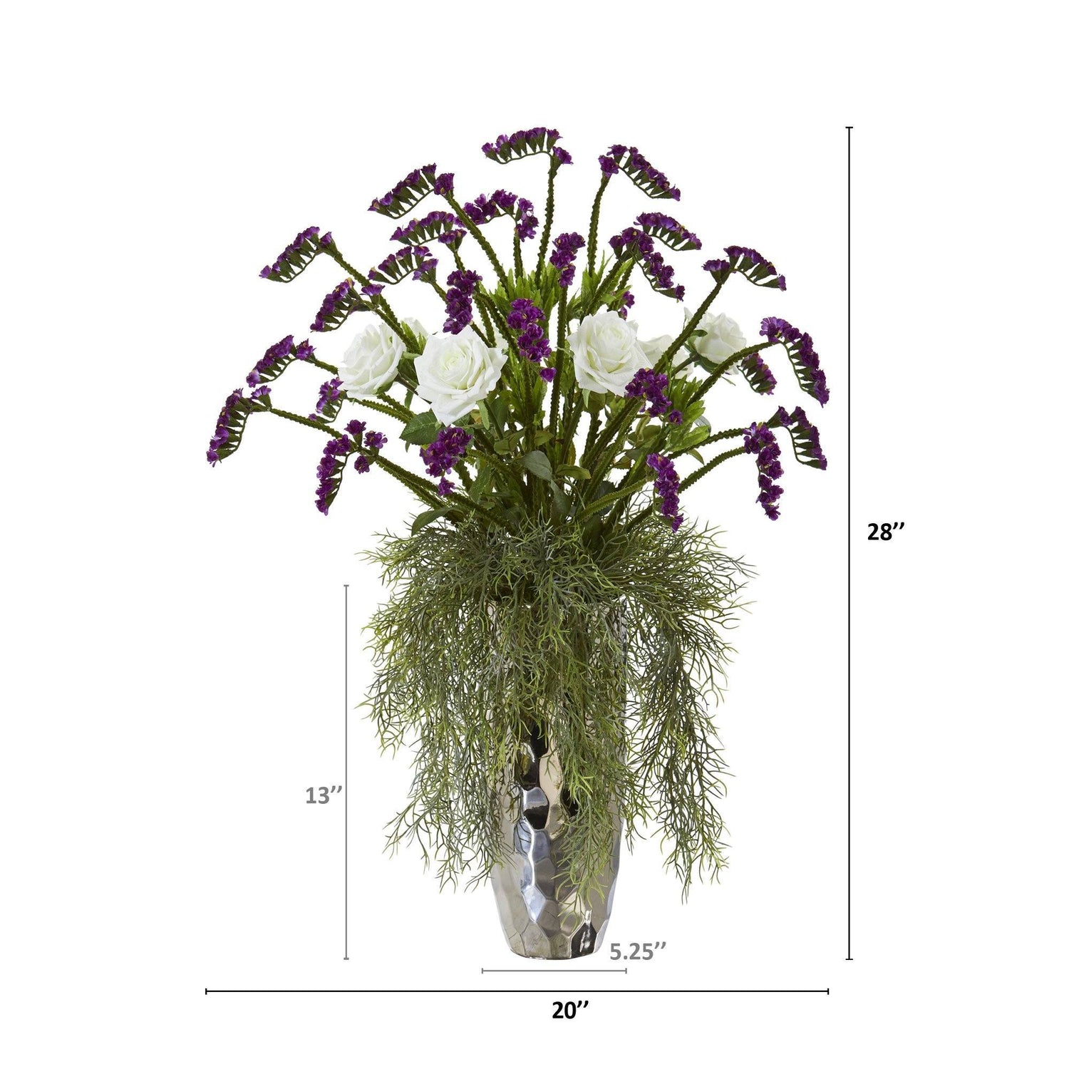 28” Rose Artificial Arrangement in Silver Vase