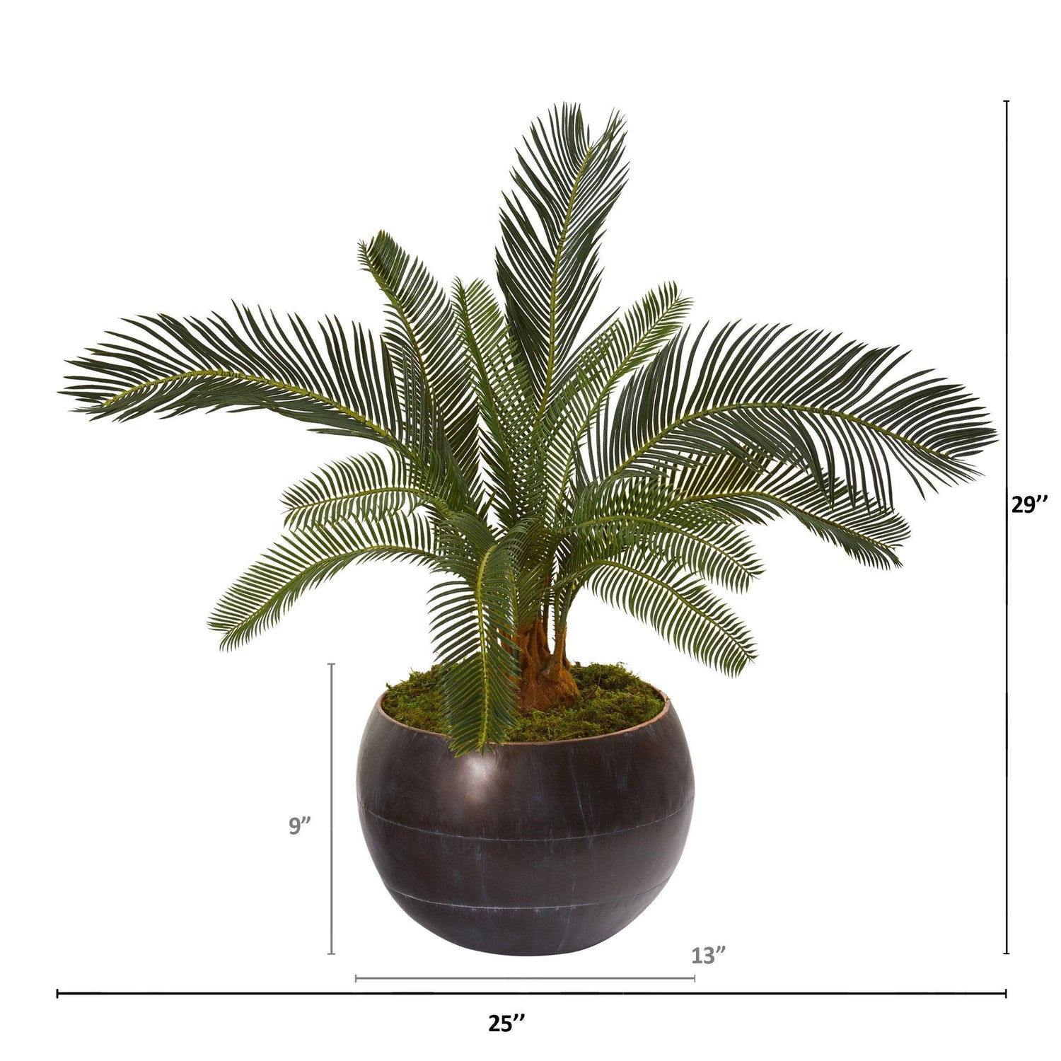 29” Cycas Artificial Plant in Metal Bowl