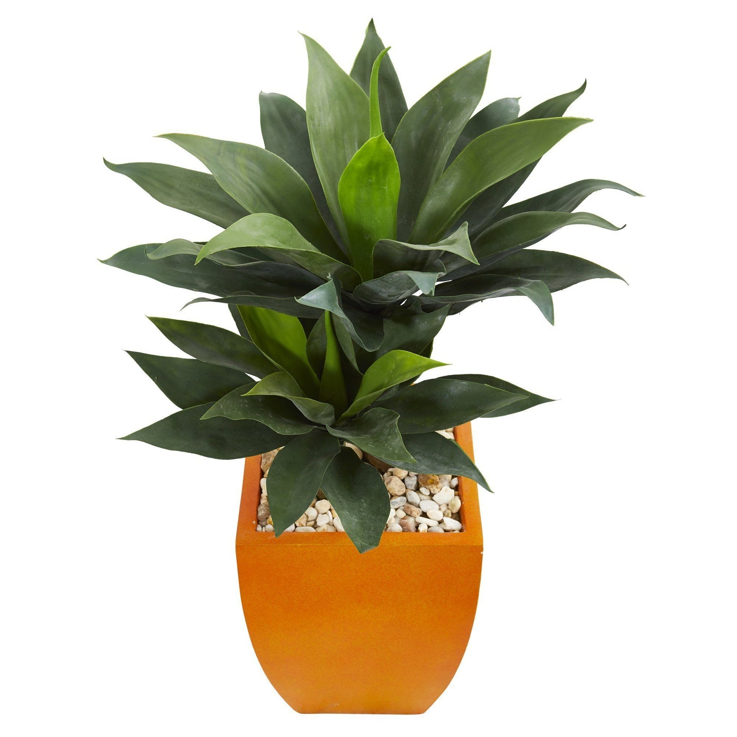 3’ Double Agave Succulent Artificial Plant in Orange Planter