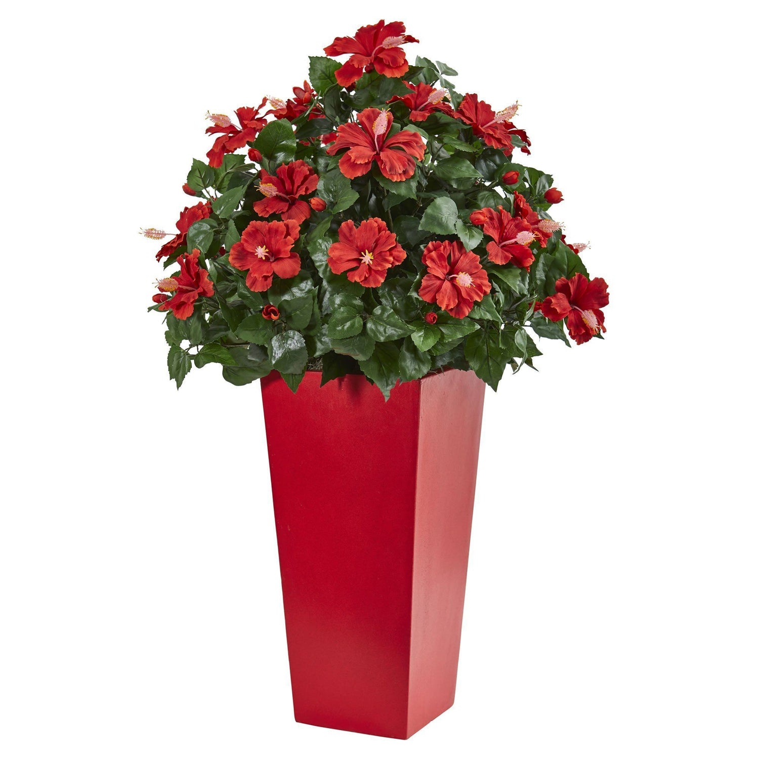 3’ Hibiscus Artificial Plant in Red Planter