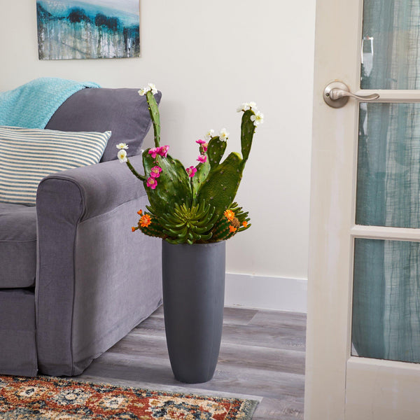 3’ Mixed Cactus Artificial Plant in Gray Planter