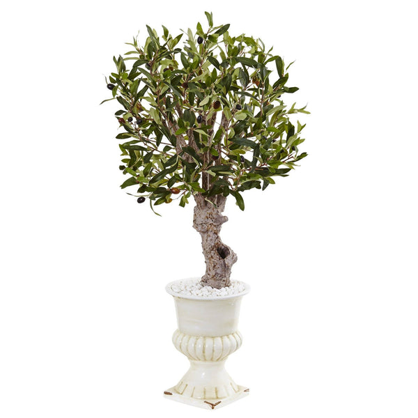 3’ Olive Tree in White Urn
