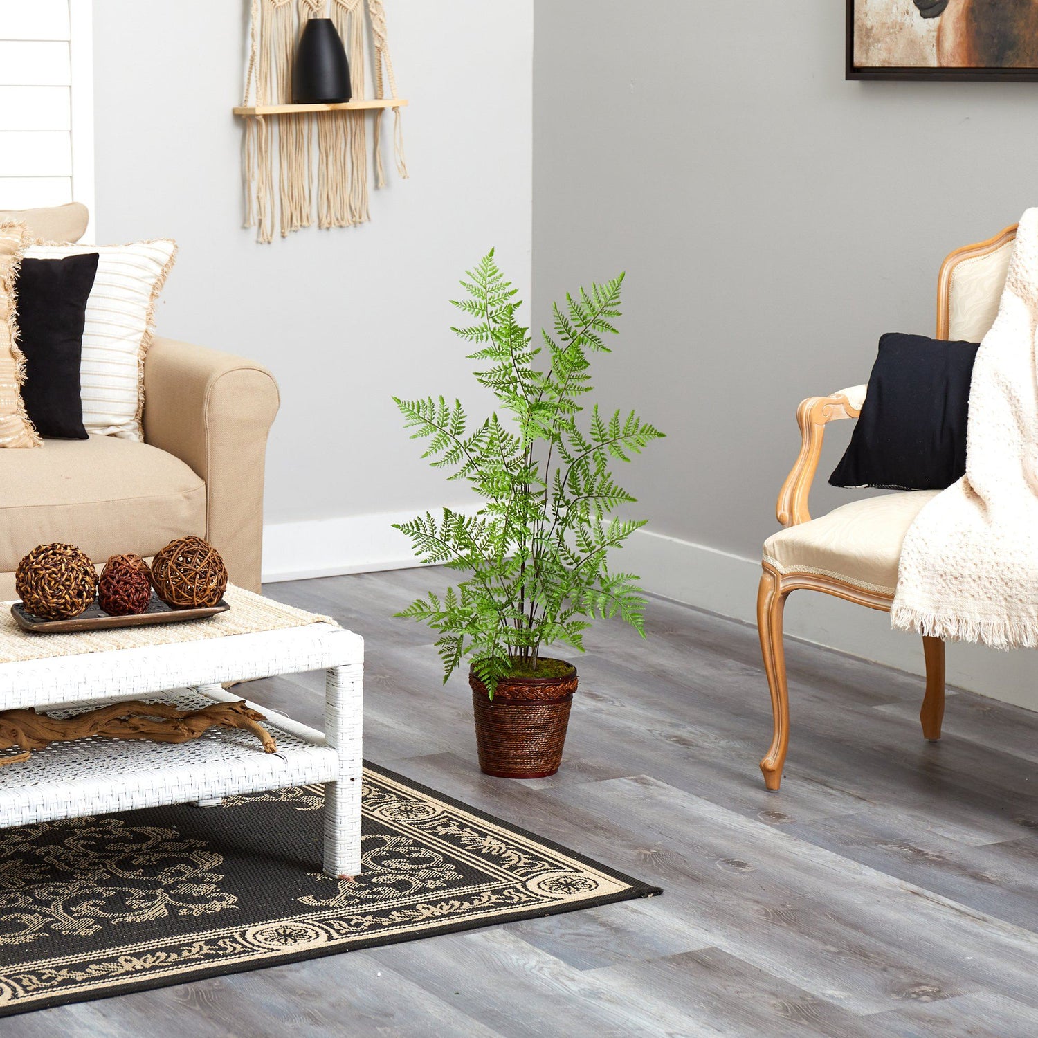 3’ Ruffle Fern Artificial Tree in Basket