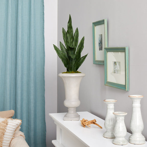 3’ Sansevieria Artificial Plant in Sand Colored Urn
