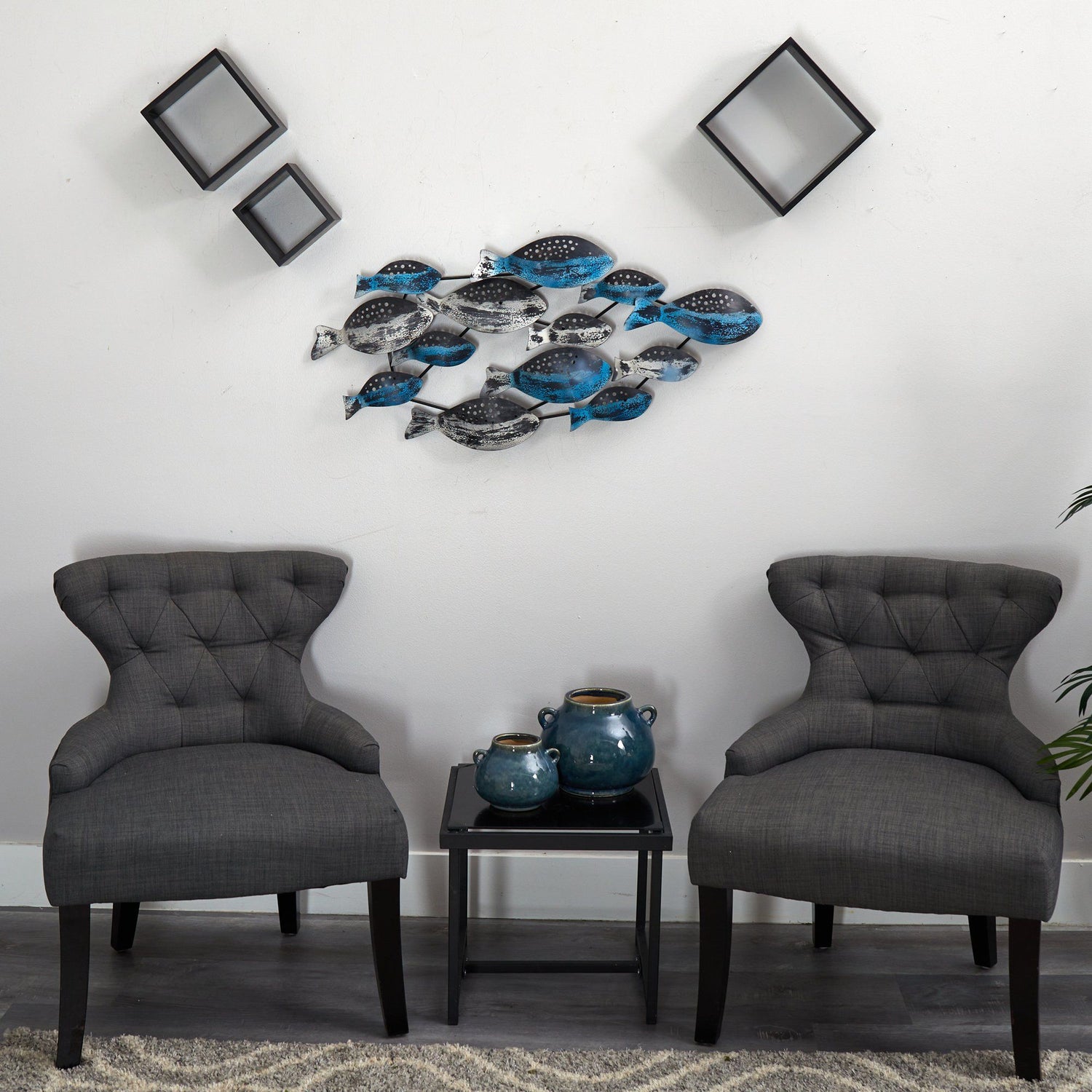 3’ x 1.5’ Coastal Fish Metal Wall Art Decor