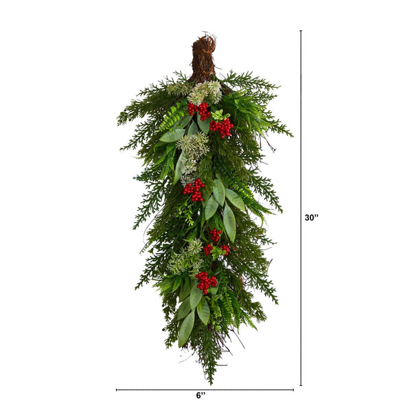 30” Cedar and Berry Artificial Christmas Swag