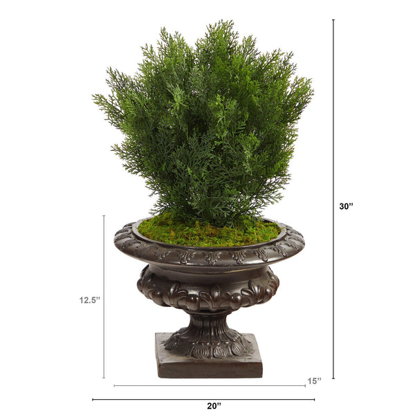30” Cedar Artificial Tree in Iron Colored Urn (Indoor/Outdoor)