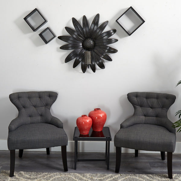 30” x 30” Brushed Metal Daisy Flower Sconce Candle Holder Wall Art Decor