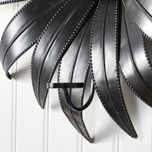 30” x 30” Brushed Metal Daisy Flower Sconce Candle Holder Wall Art Decor