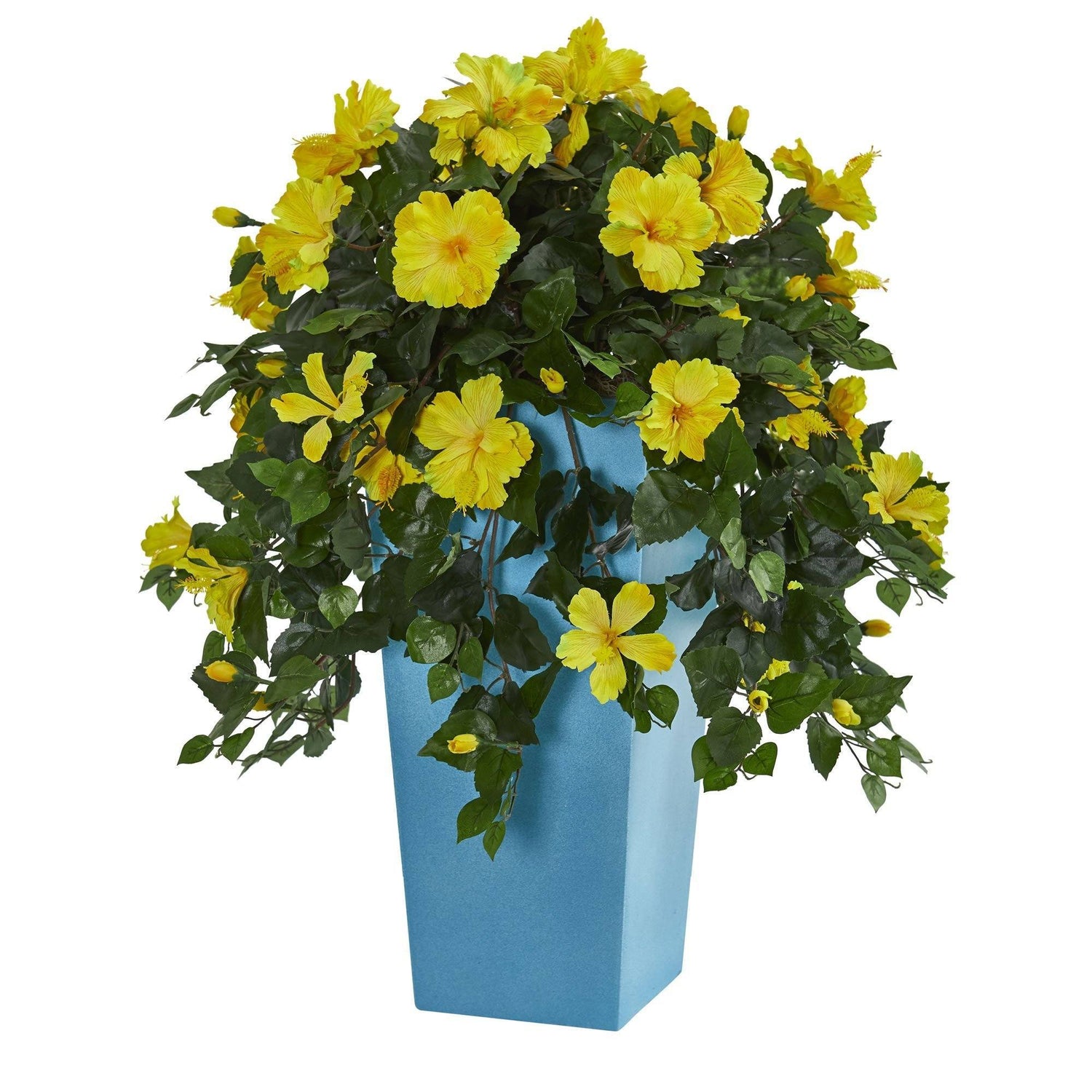 31’’ Hibiscus Artificial Plant in Turquoise Tower Vase