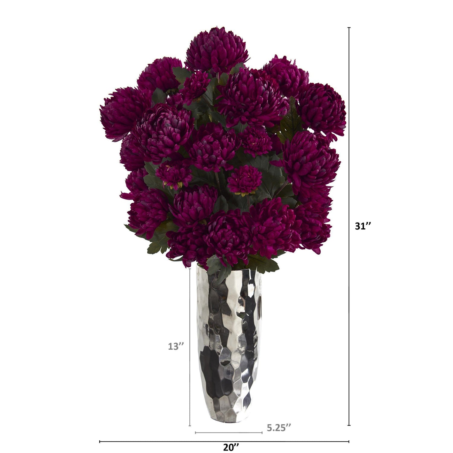 31” Mum Artificial Arrangement in Silver Vase