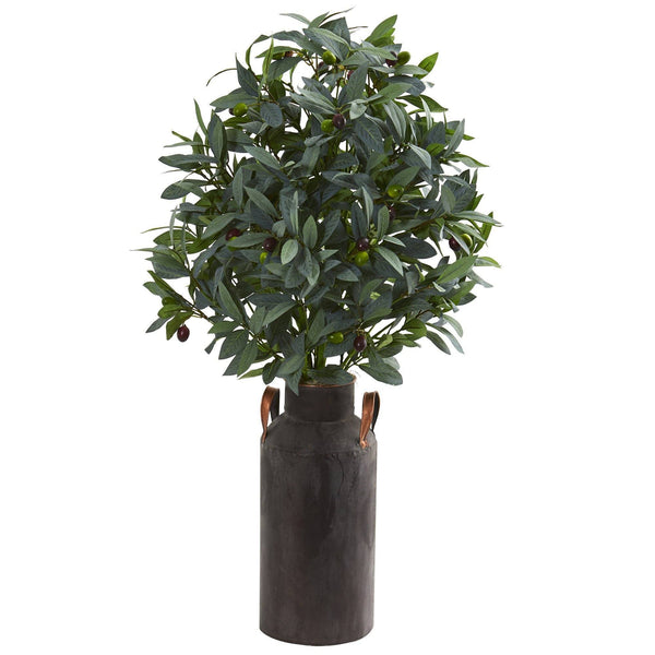 31” Olive with Berries Artificial Plant in Decorative Canister