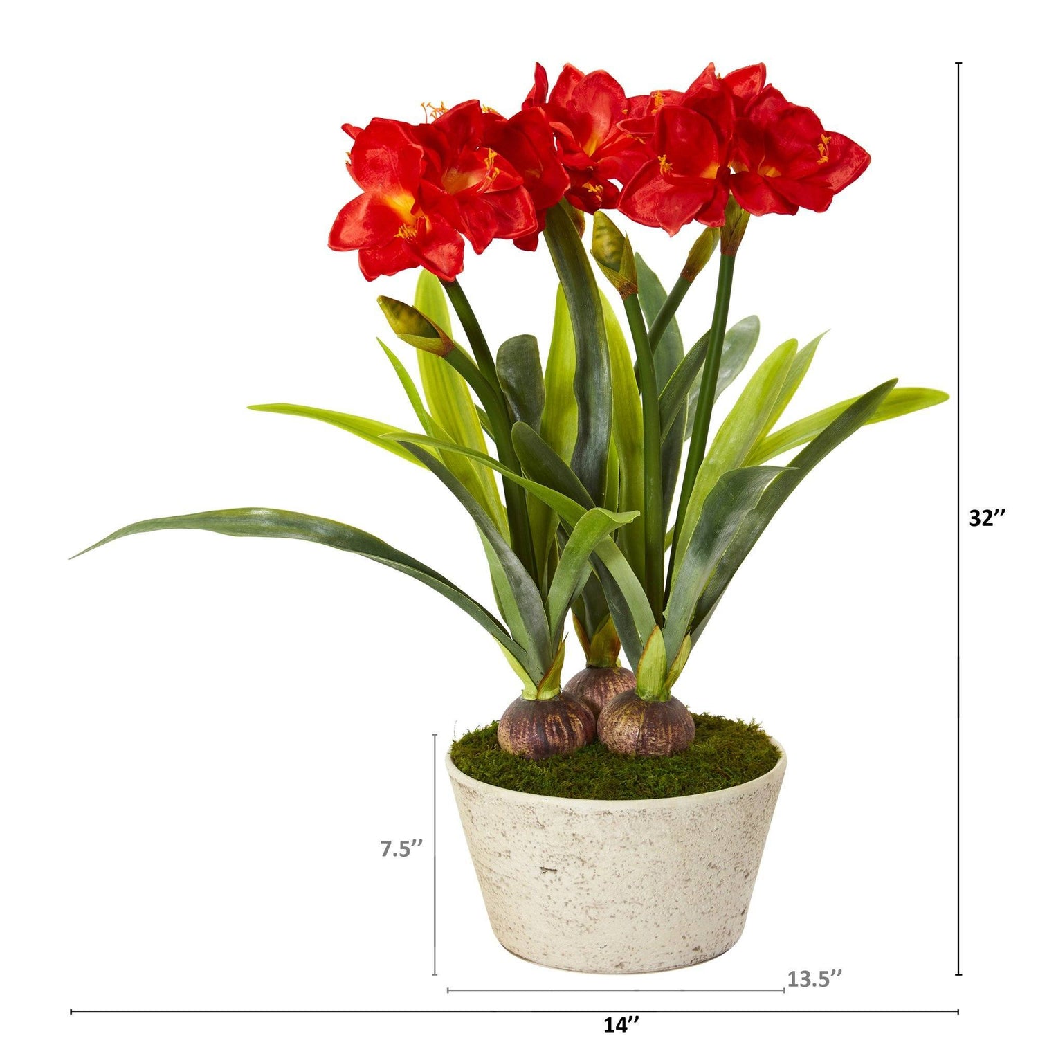 32” Amaryllis Artificial Plant in White Planter