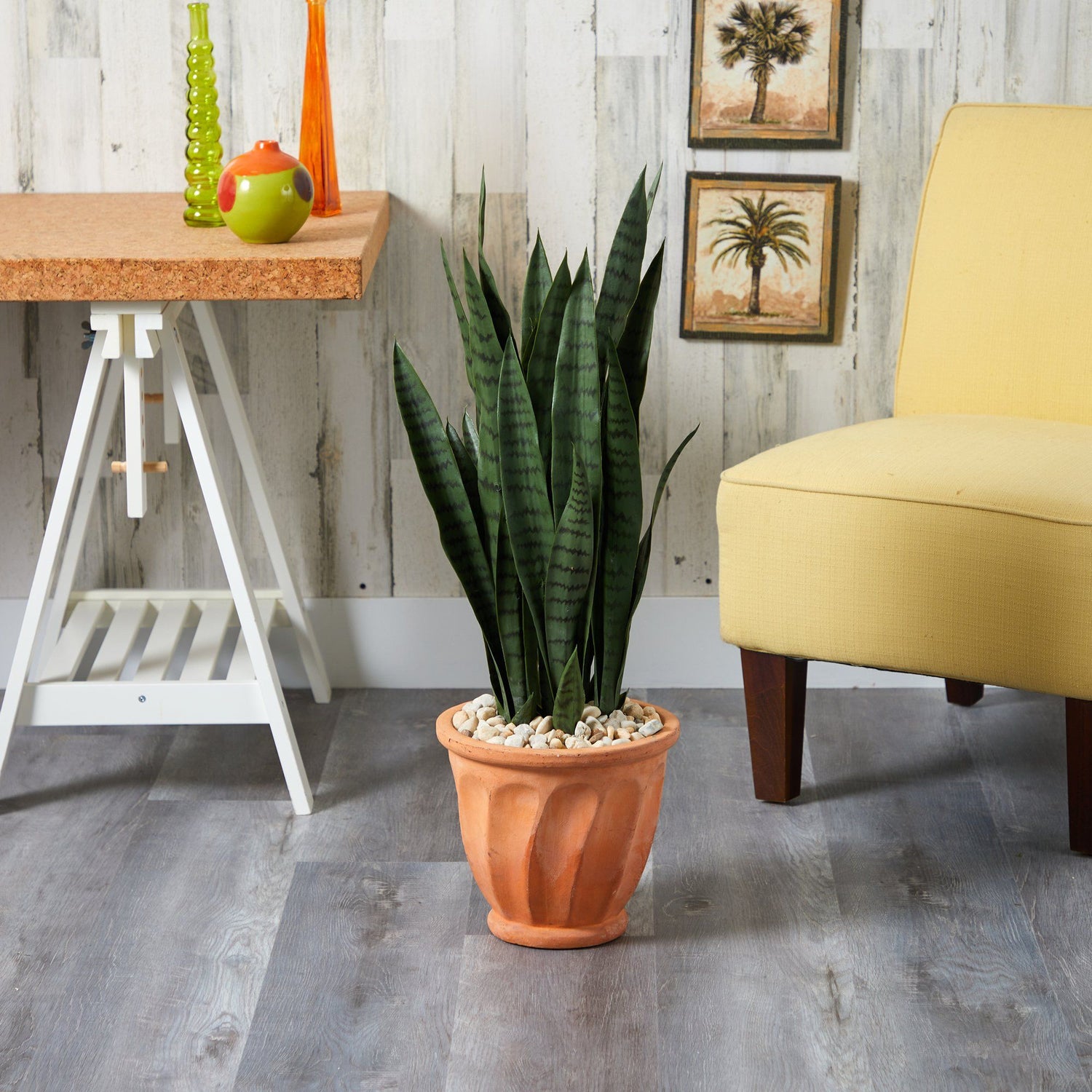 32” Sansevieria Artificial Plant in Terra-Cotta Planter