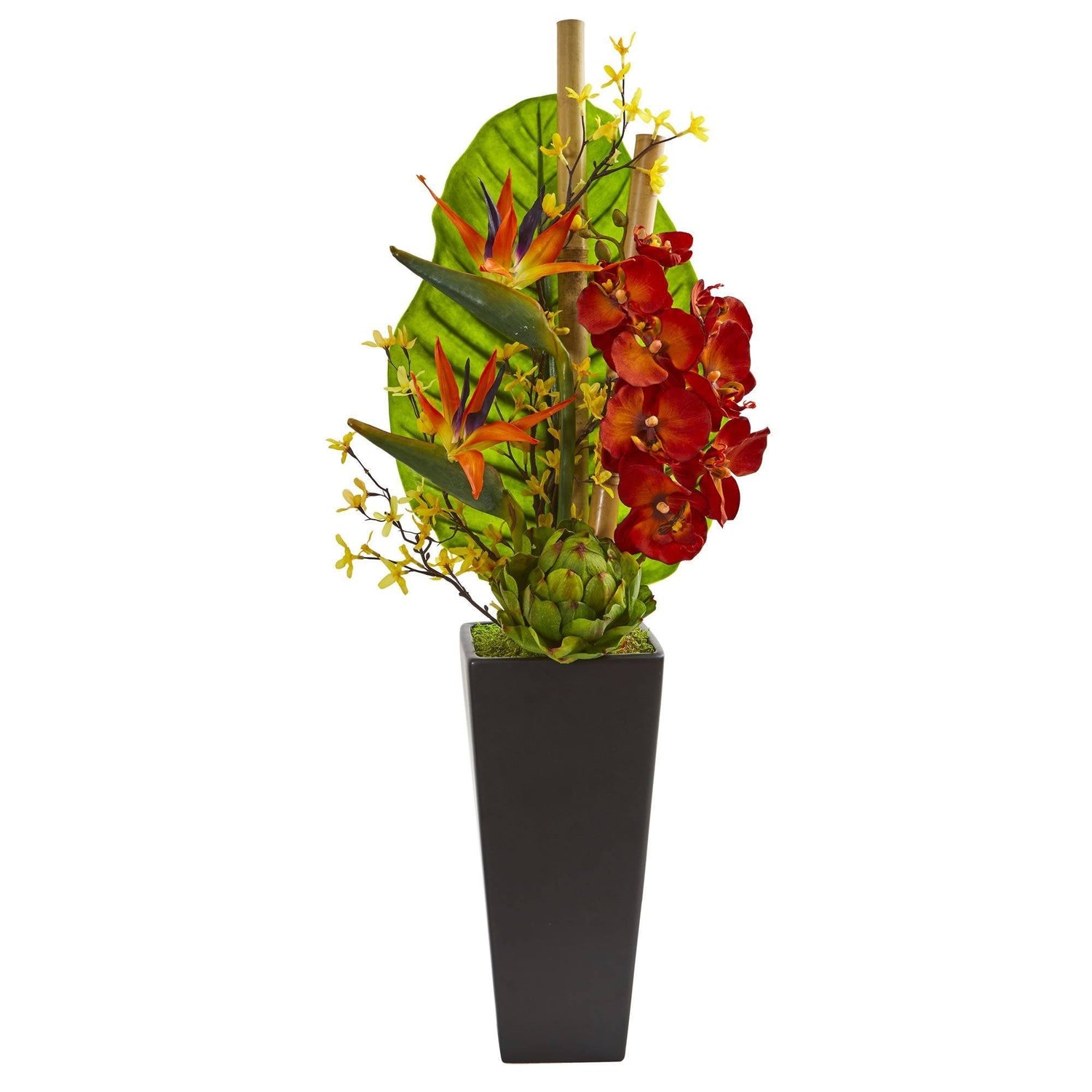 32” Tropical Orchid, Bird of Paradise and Artichoke Artificial Arrangement