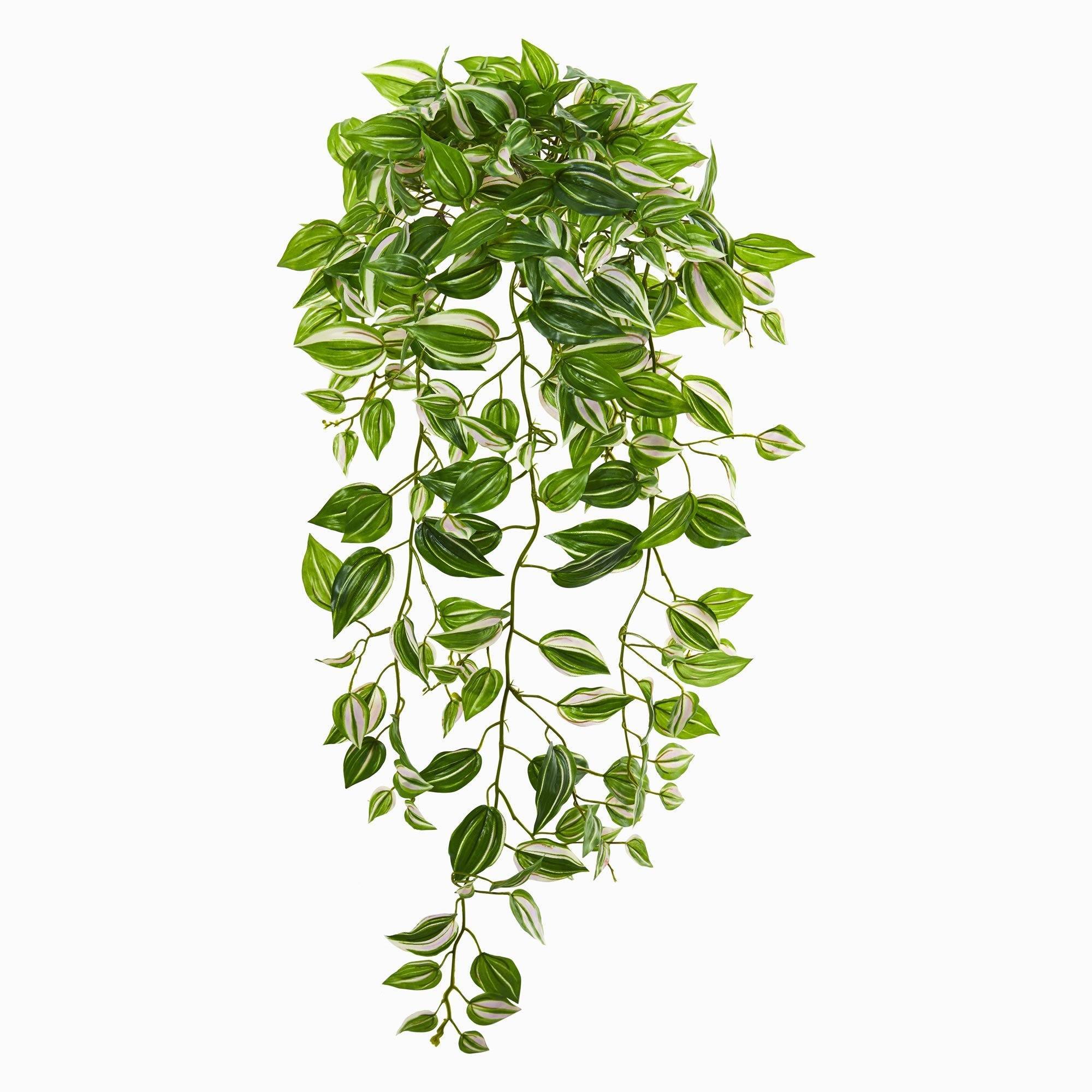 wandering jew plant hanging 32” Wandering Jew Hanging Artificial Plant (Set of 2) (Real Touch)