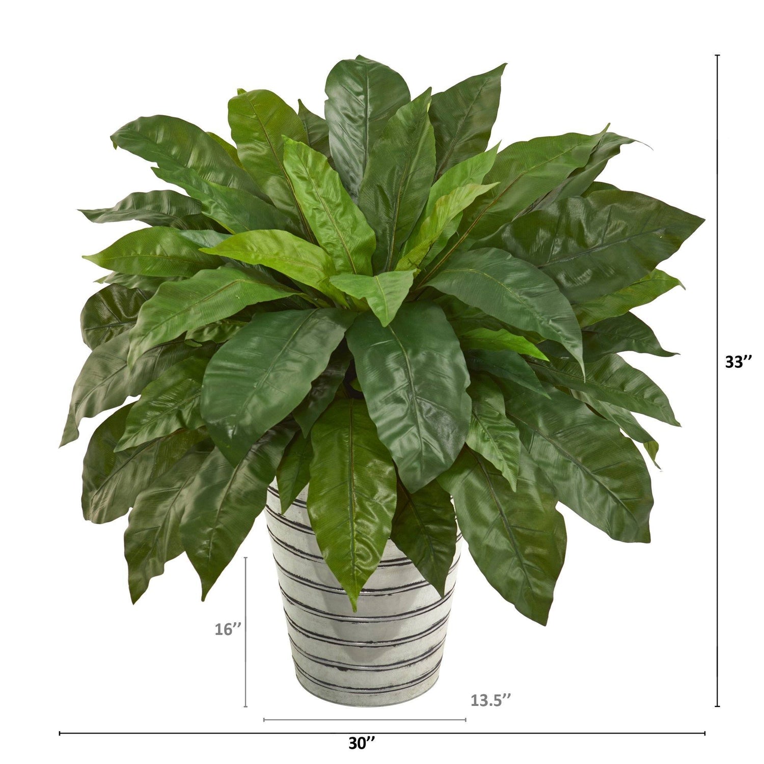 33” Bird’s Nest Fern Artificial Plant in Tin Bucket
