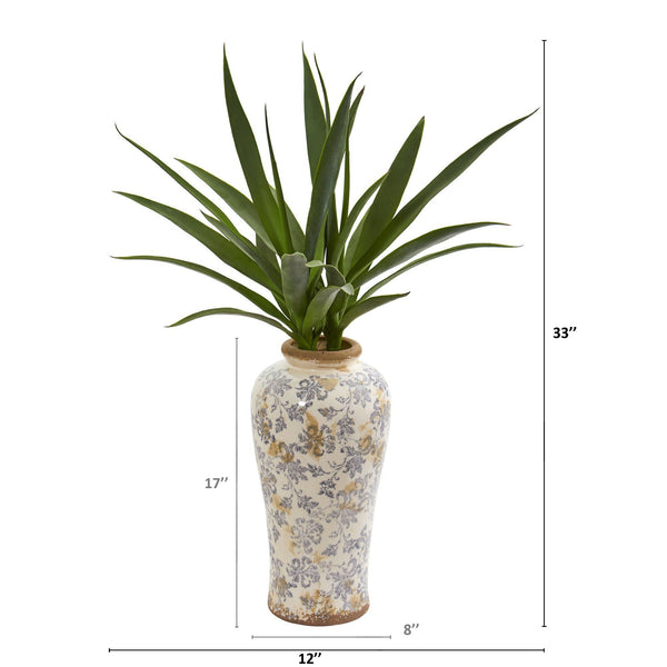 33” Double Yucca Artificial Plant in Designer Planter