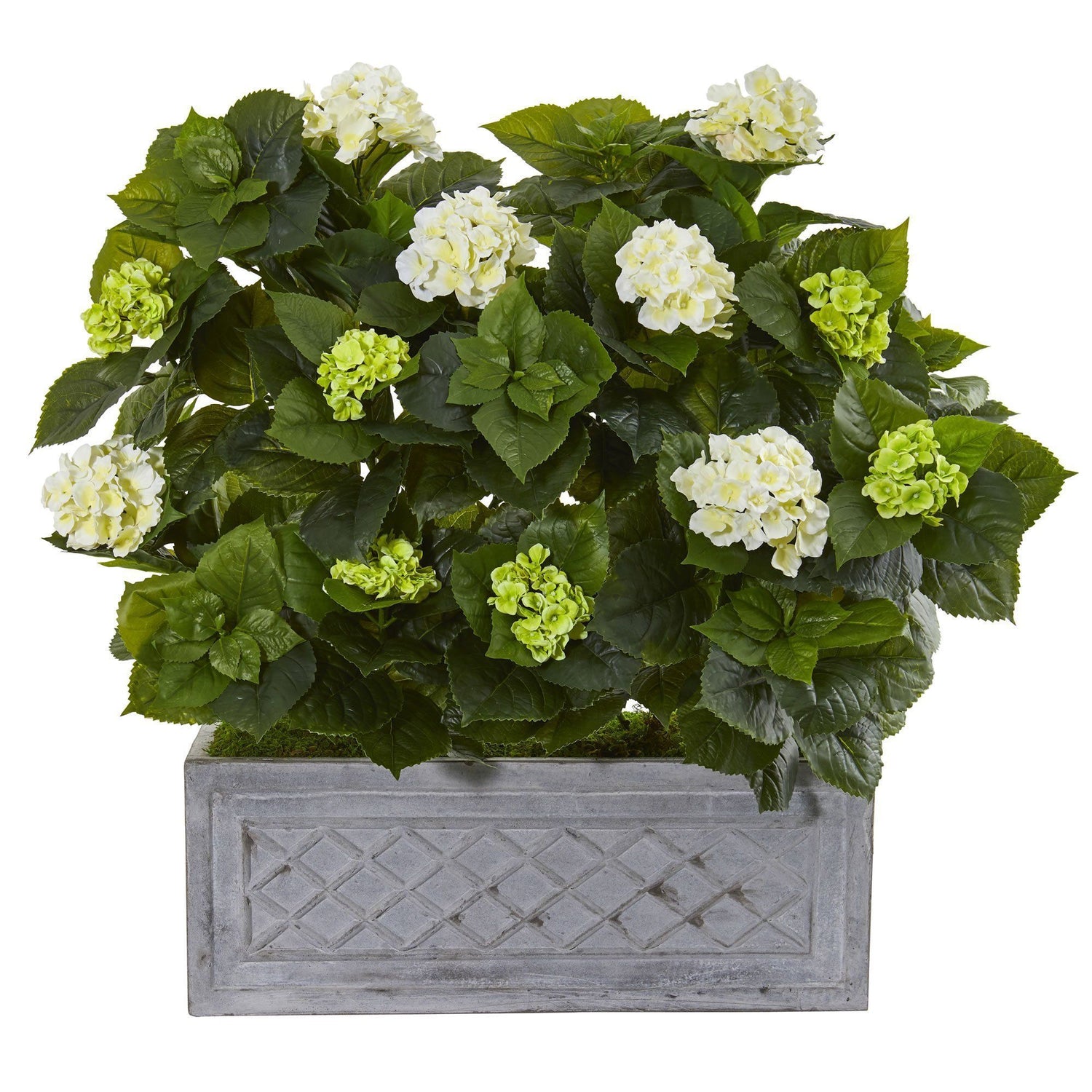 33” Hydrangea Artificial Plant in Stone Planter