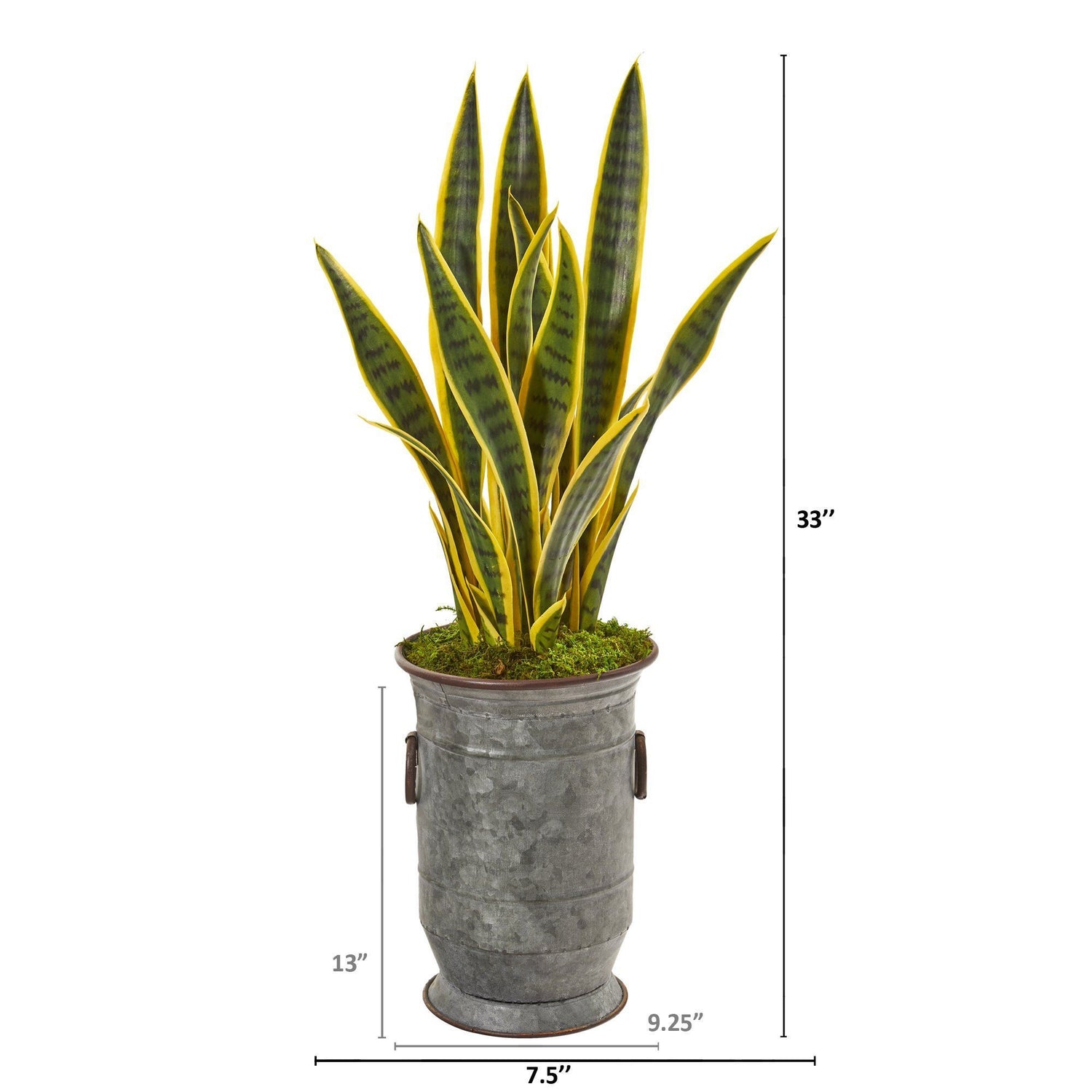 33” Sansevieria Artificial Plant in Vintage Metal Planter