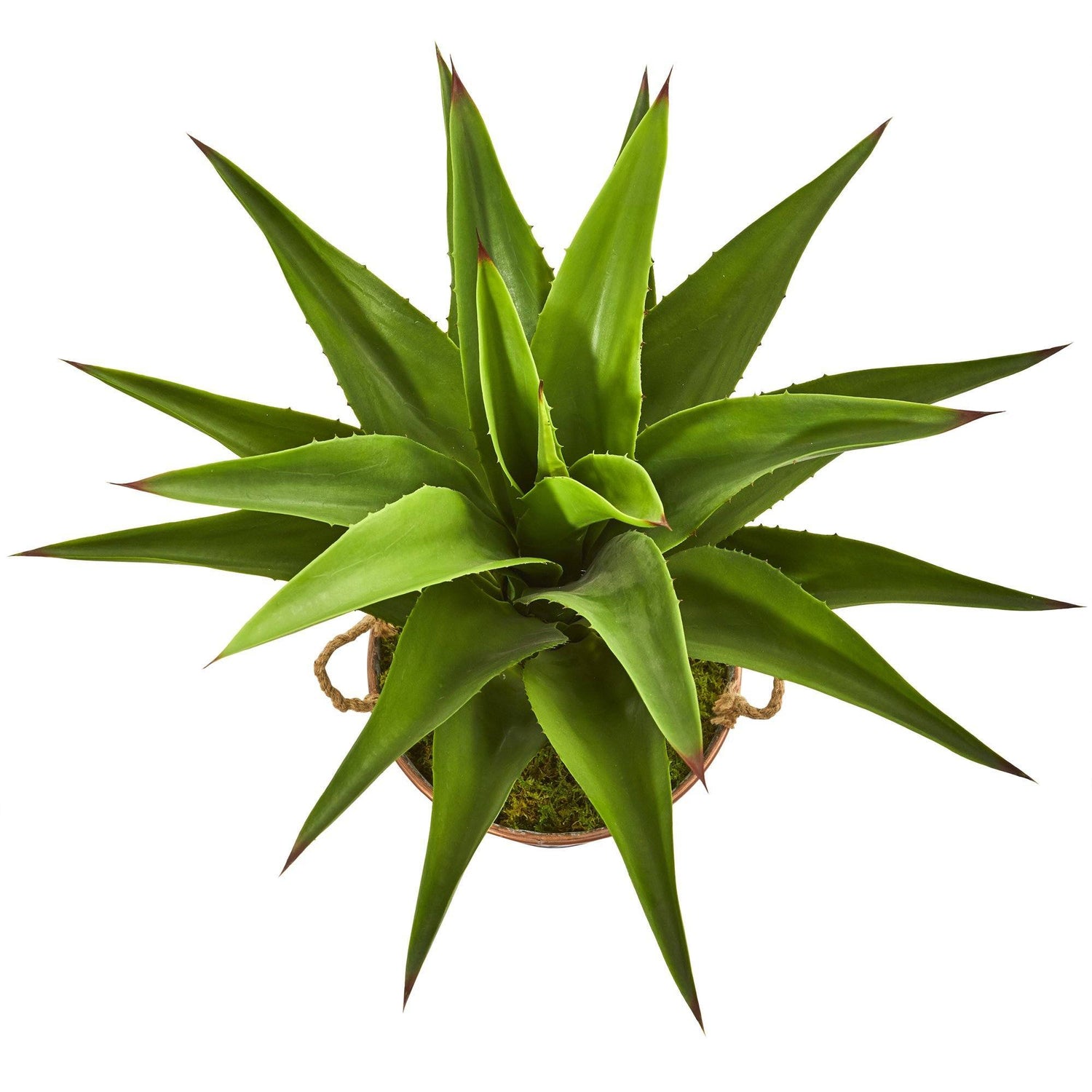 34” Agave Artificial Plant in Decorative Metal Pail with Rope