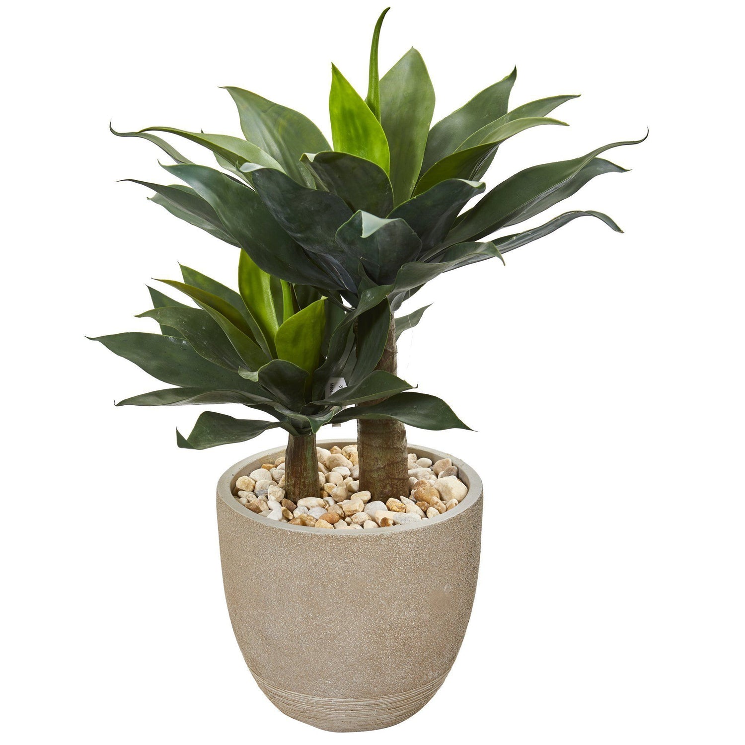 34” Double Agave Succulent Artificial Plant in Sand Stone Planter