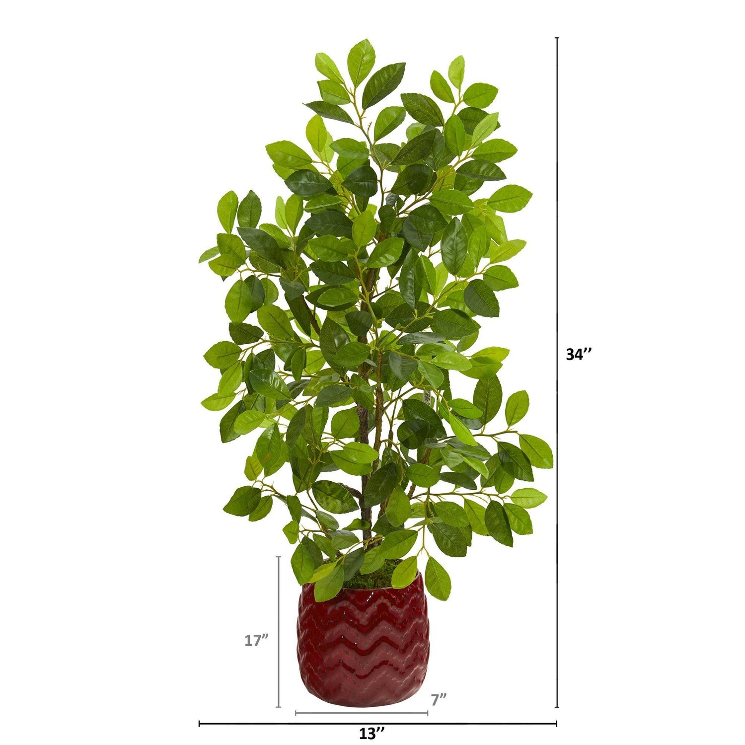 34” Ficus Artificial Tree in Decorative Red Planter