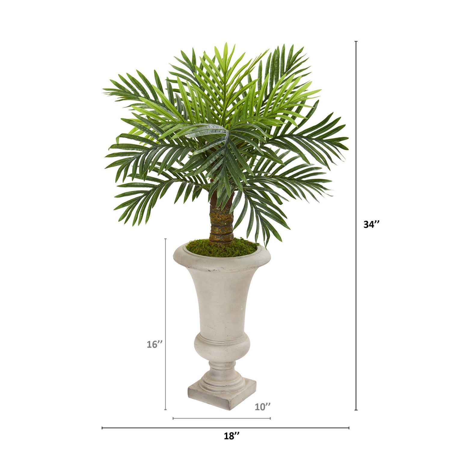 34” Robellini Palm Artificial Tree in Sand Colored Urn