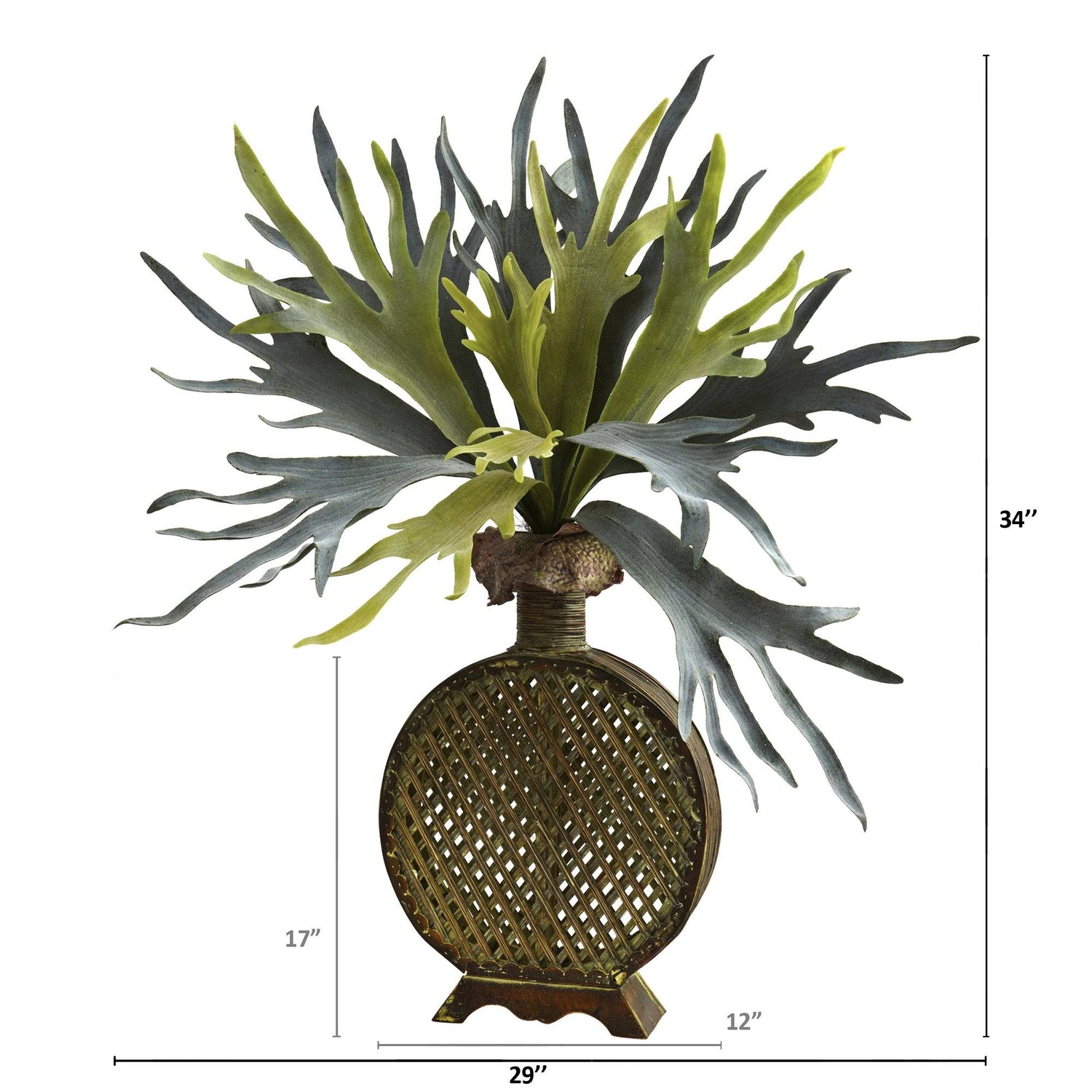 34” Staghorn Artificial Plant in Designer Weave Planter