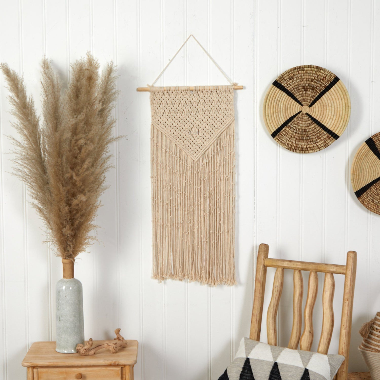 34” x 18” Hand Crafted Boho Macrame Wall Hanging Decor