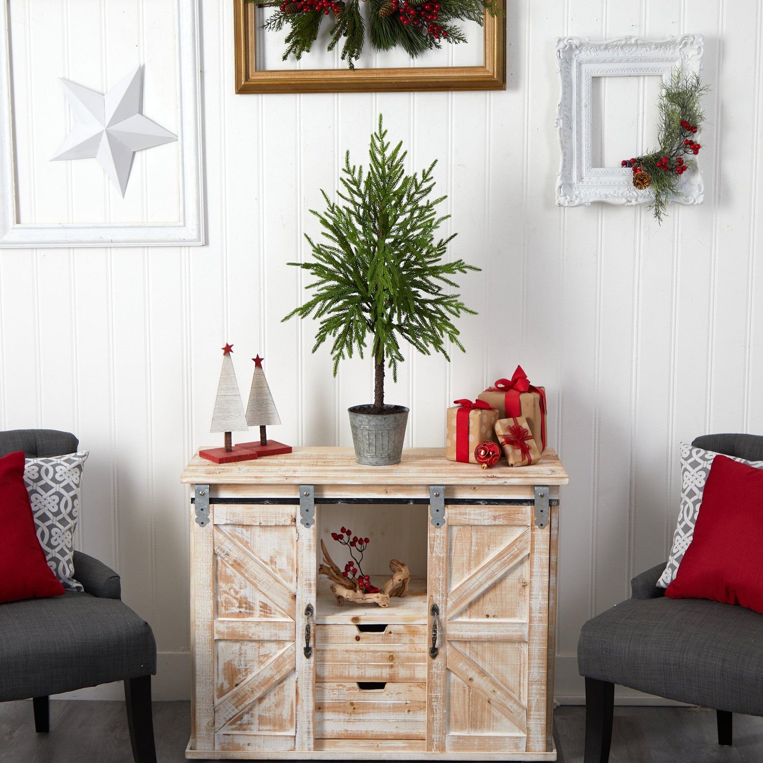 35” Christmas Artificial Tree in Decorative Planter