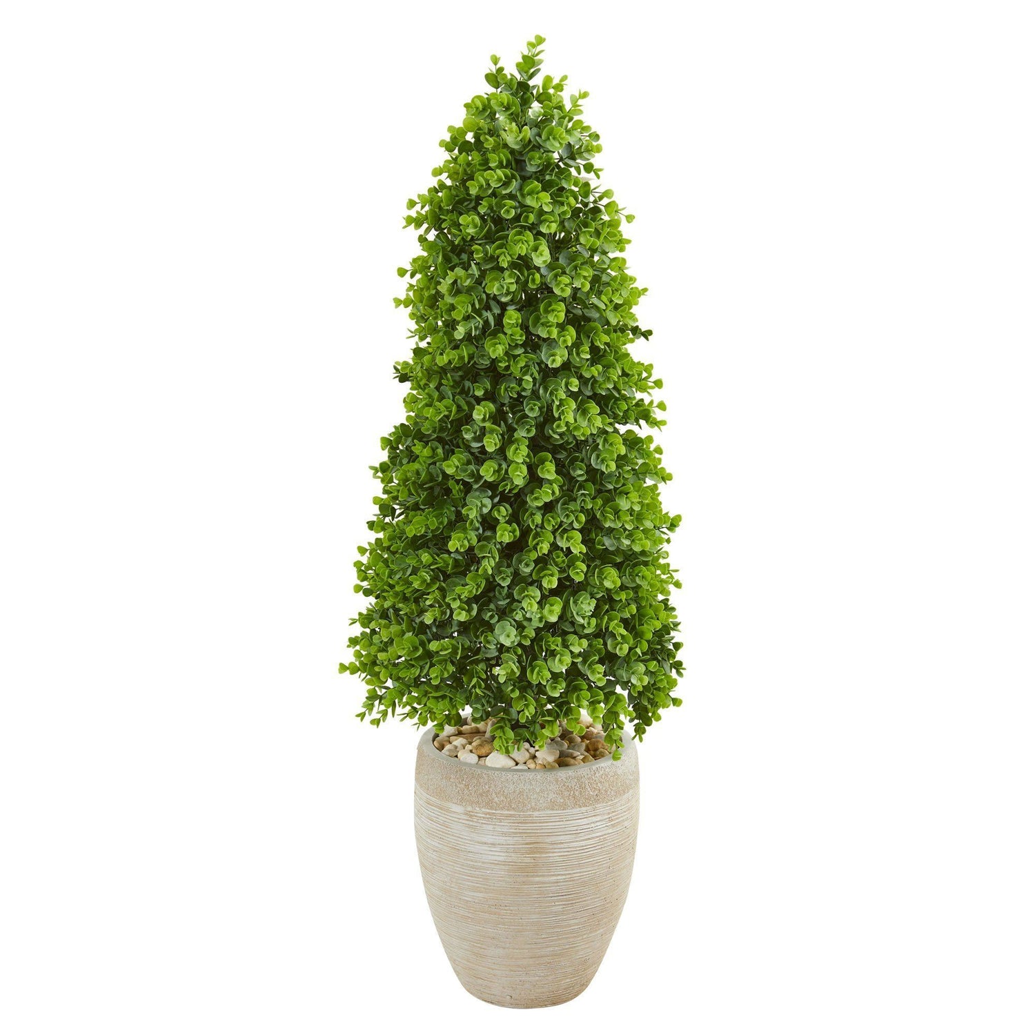 3.5’ Eucalyptus Topiary Artificial Tree in Sand Colored Planter (Indoor/Outdoor)