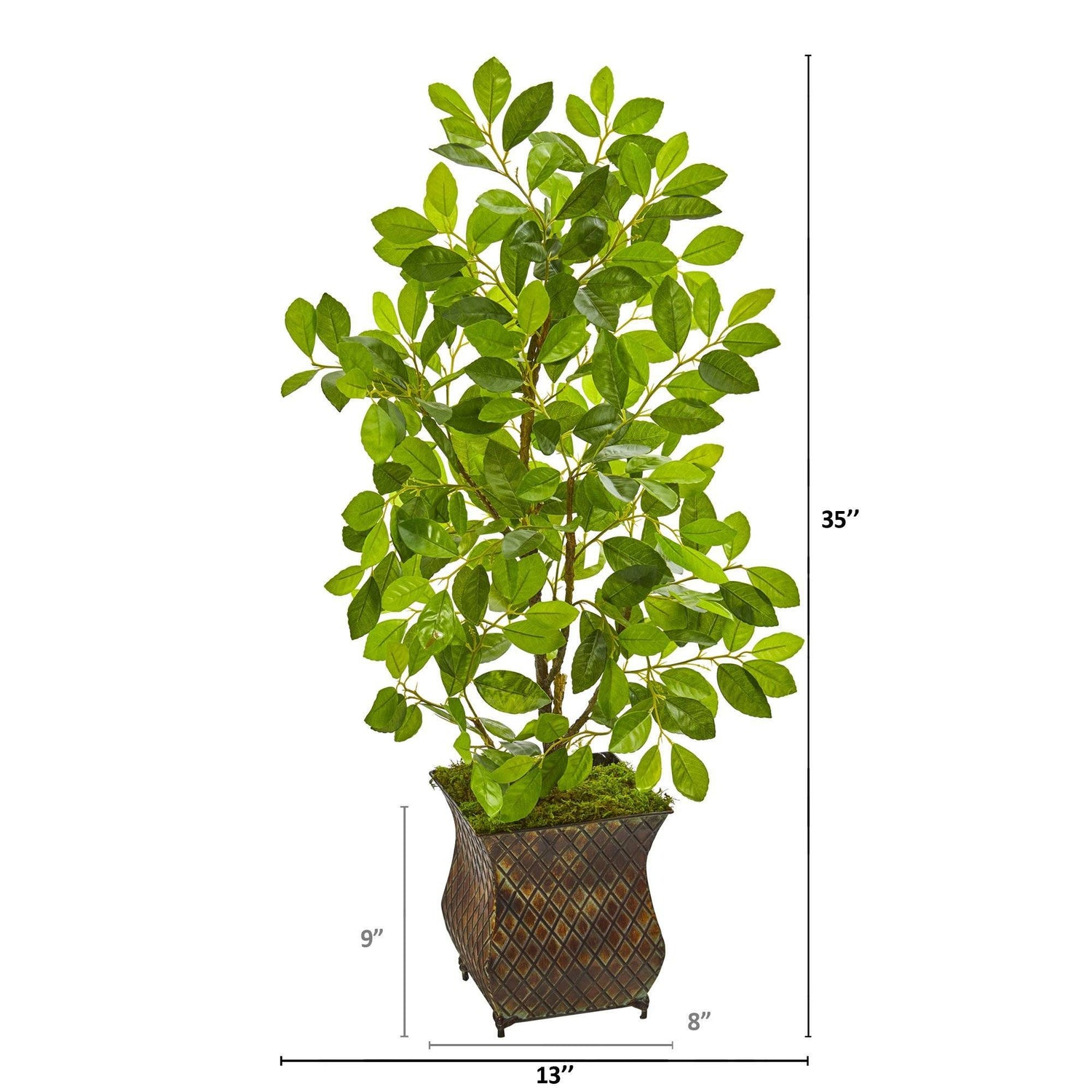 35” Ficus Artificial Tree in Decorative Metal Planter