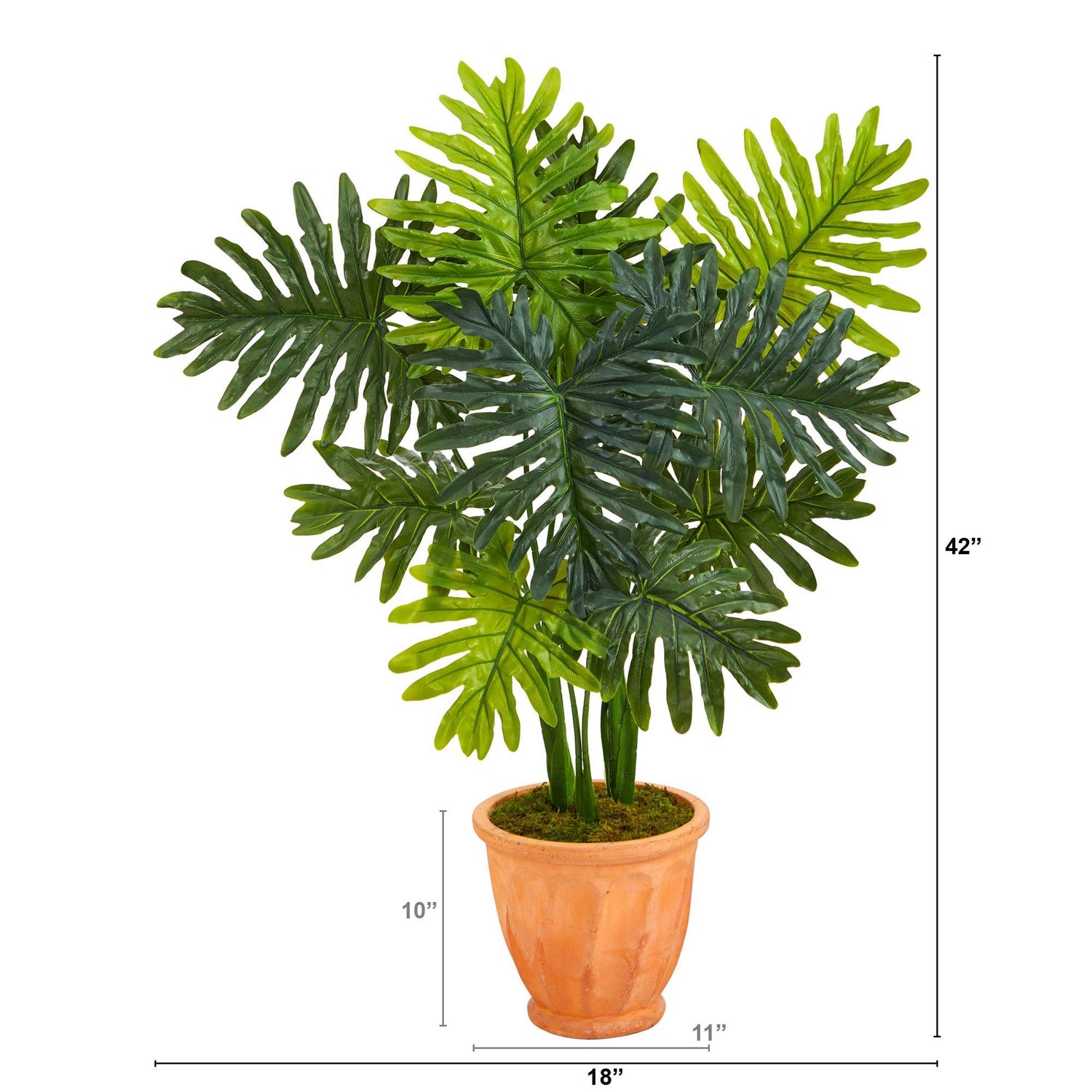 3.5’ Philodendron Artificial Plant in Terra-Cotta Planter (Real Touch)