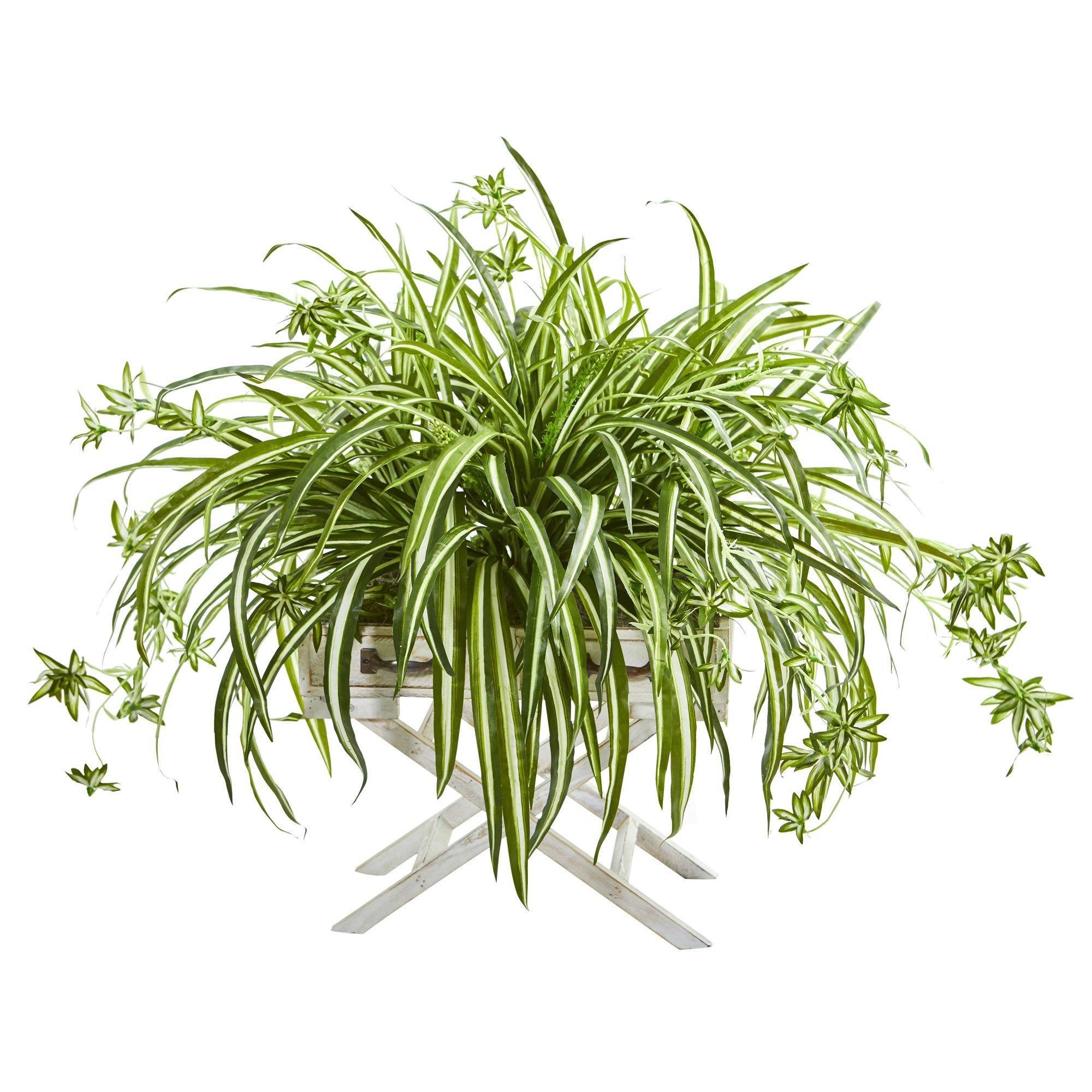 plant stand for spider plant 35” Spider Artificial Plant in Drawer Stand Planter