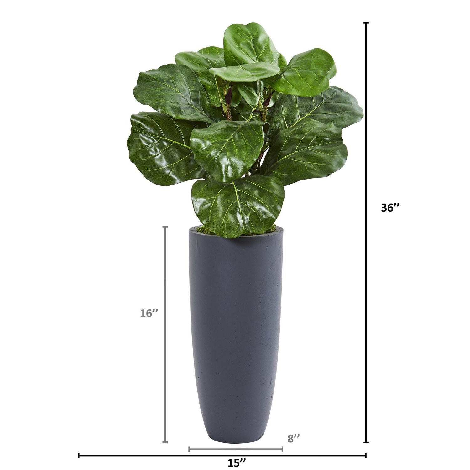 36” Fiddle Leaf Artificial Plant in Gray Planter