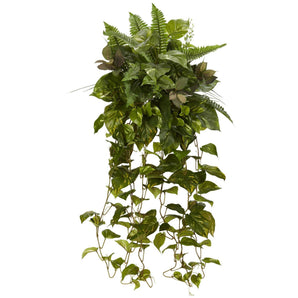 36” Mixed Greens Hanging Artificial Plant (Set of 2)
