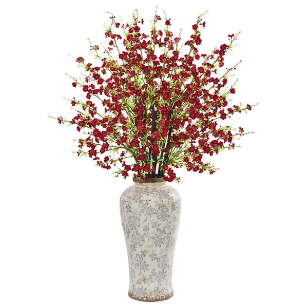 37” Cherry Blossom Artificial Arrangement in Decorative Vase