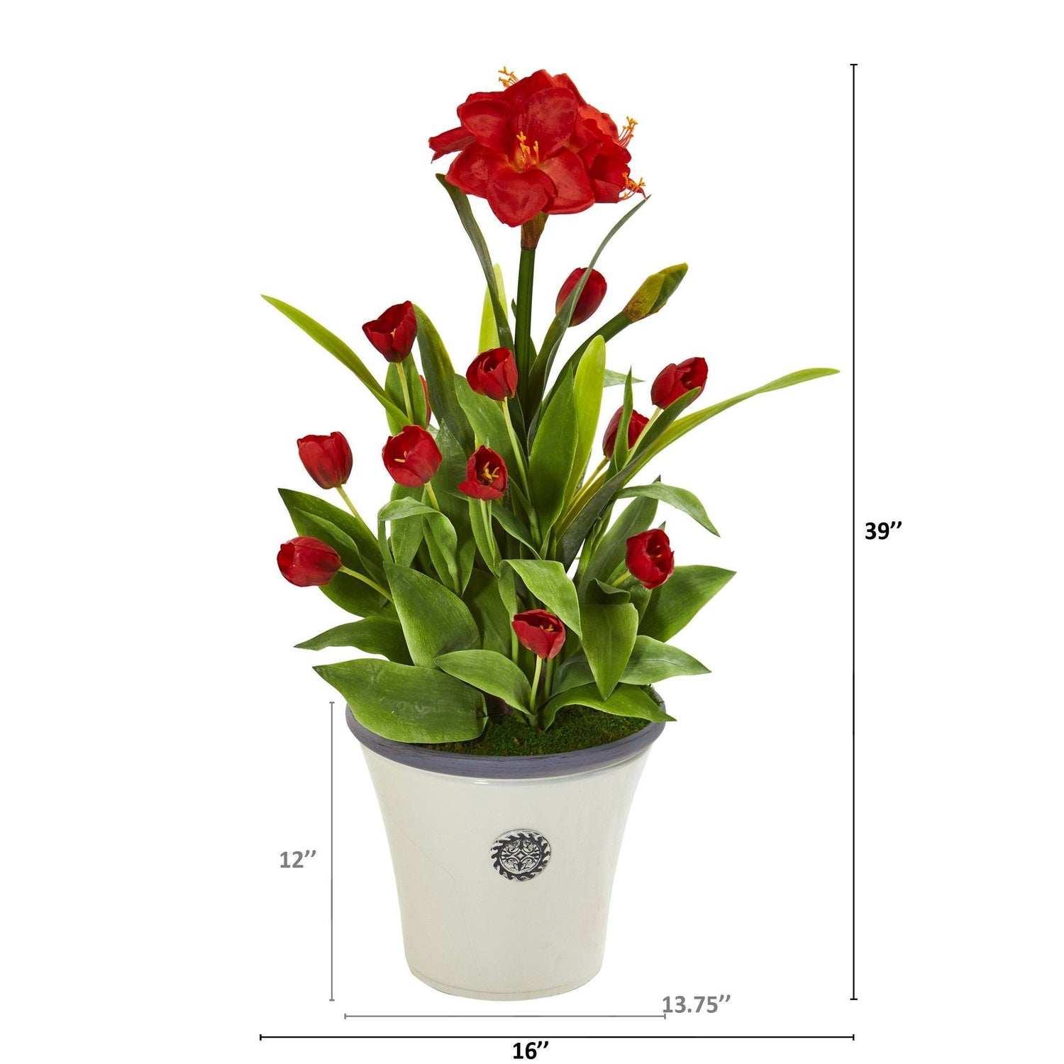 39” Amaryllis and Tulip Artificial Plant in Decorative Planter