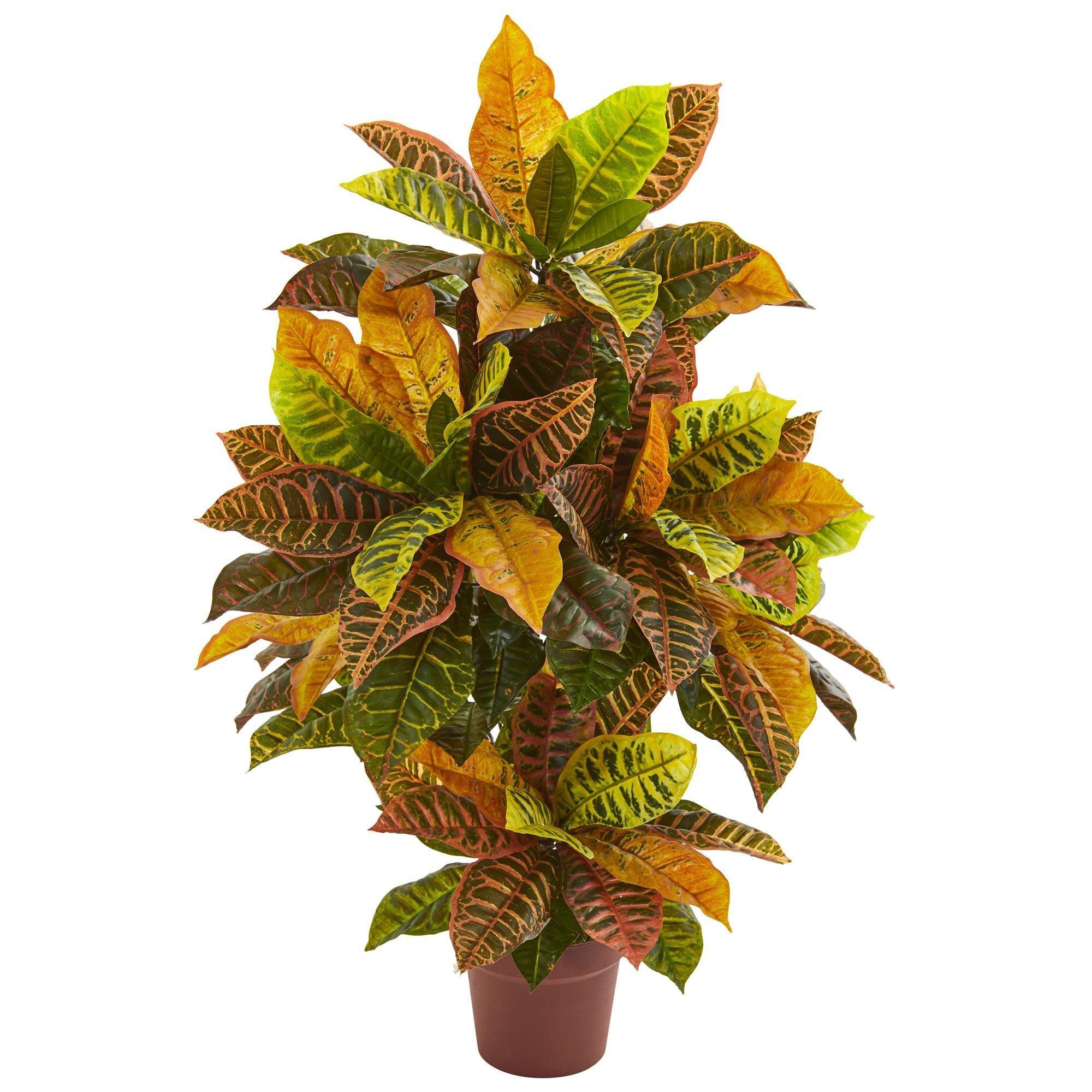 croton indoor or outdoor plant Nearly Natural 36-in Croton Artificial Plant (Real Touch)