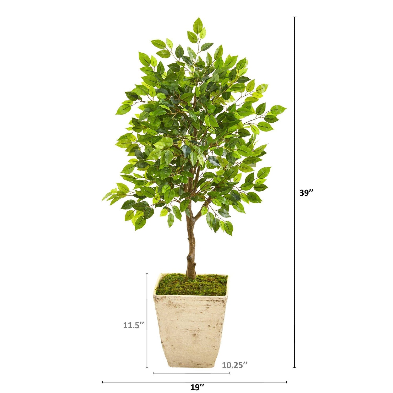 39” Ficus Artificial Tree in Country White Planter