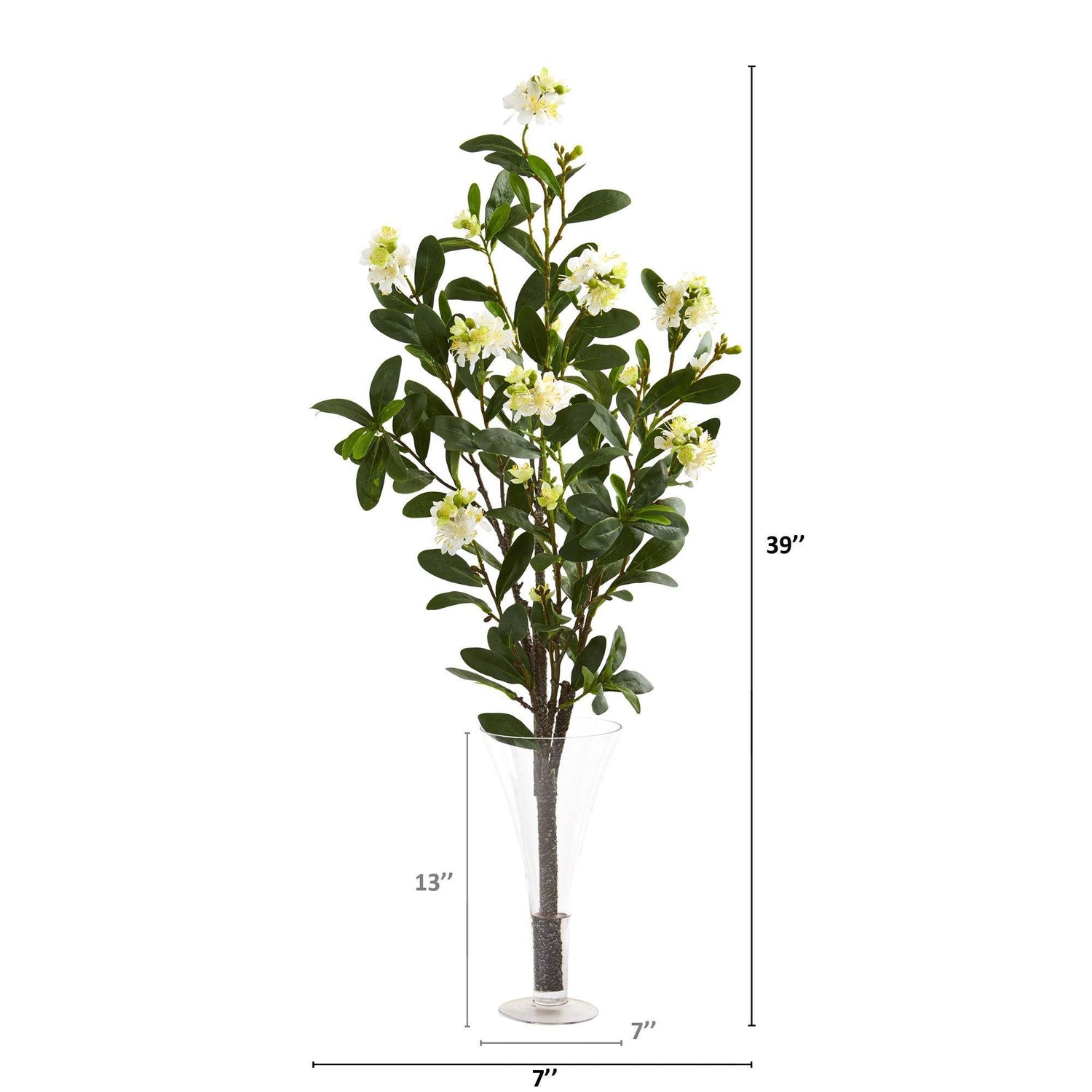 39” Peach Blossom Artificial Arrangement in Flared Vase