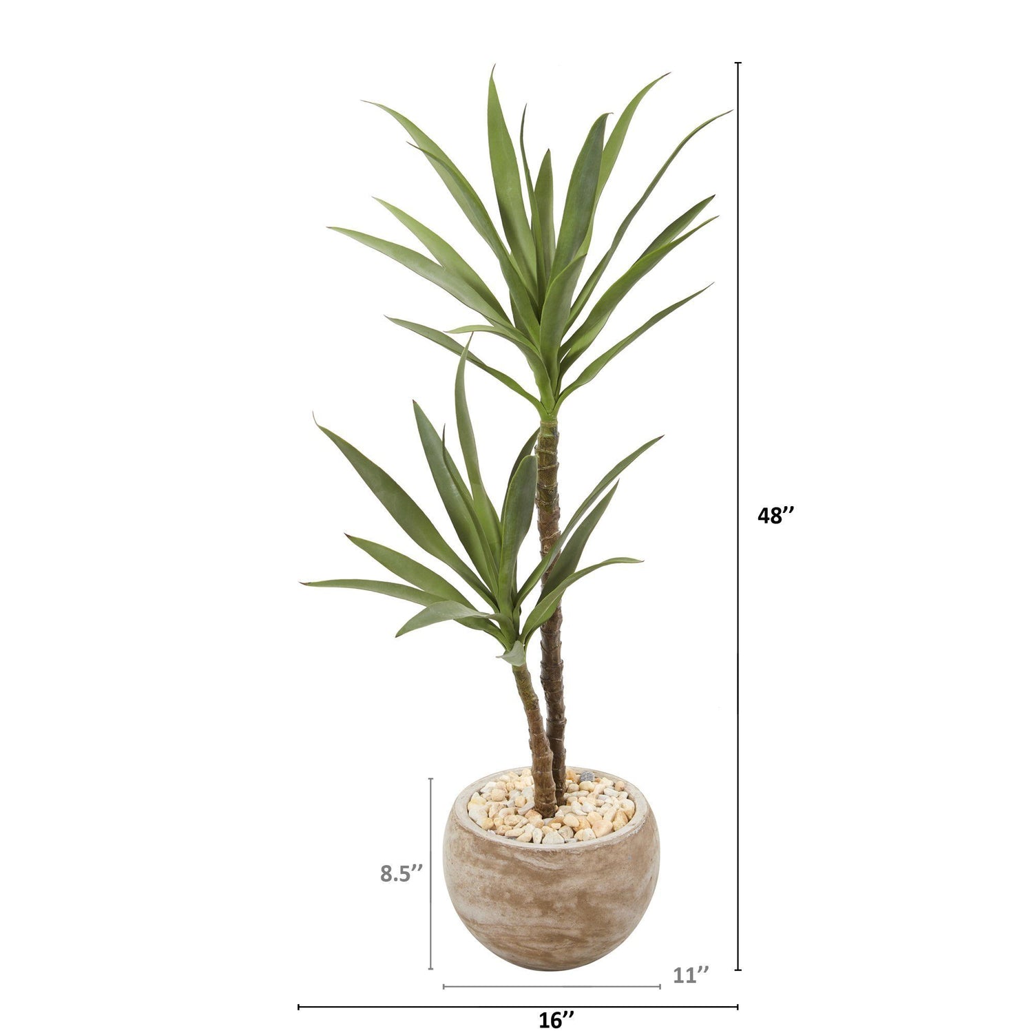 4’ Double Yucca Artificial Plant in Sand Colored Planter