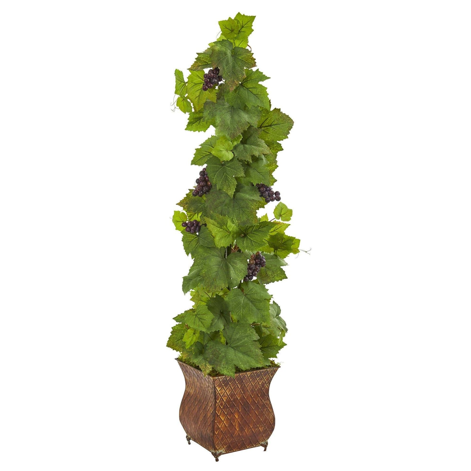 4’ Grape Artificial Plant in Square Metal Planter